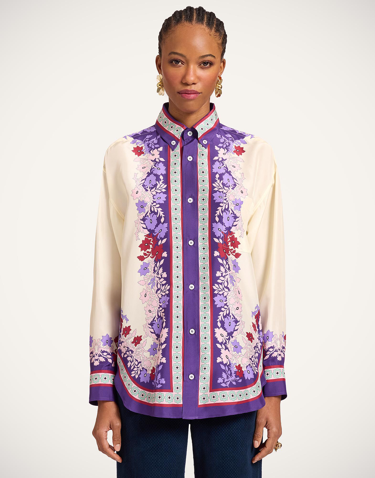 La DoubleJ Better Than Your Boyfriend's Shirt Regalia Plac&eacute;e Ecru SHI0092SIL009REG02BR05