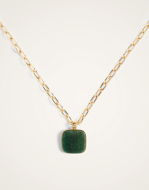 La DoubleJ Soul Pendant Necklace 24K Gold Plate & Green Jade NEC0017BRA003JAD01YE05