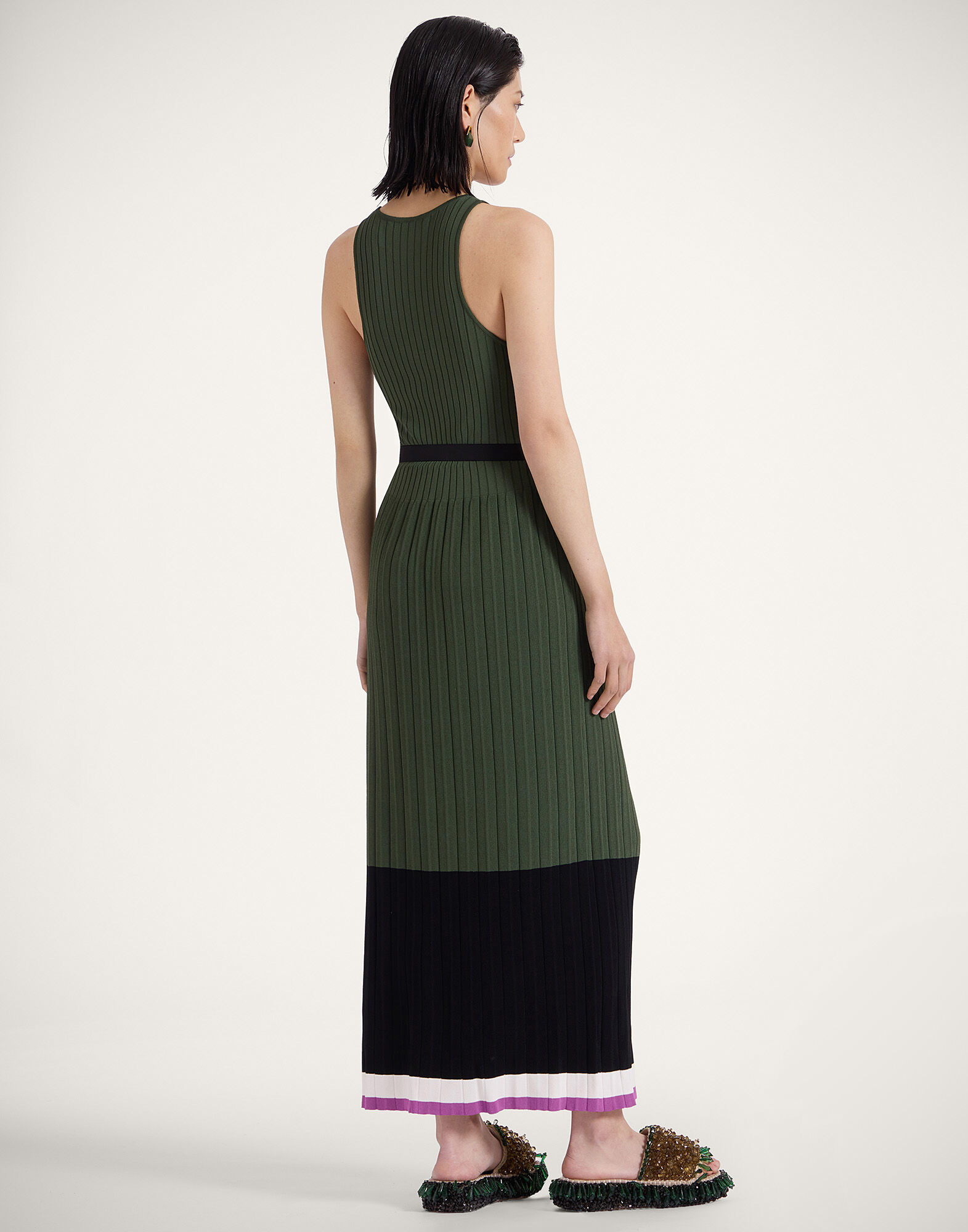 La DoubleJ Organetto Dress Color Block Black & Camouflage DRE0882KNI150VA344GR08