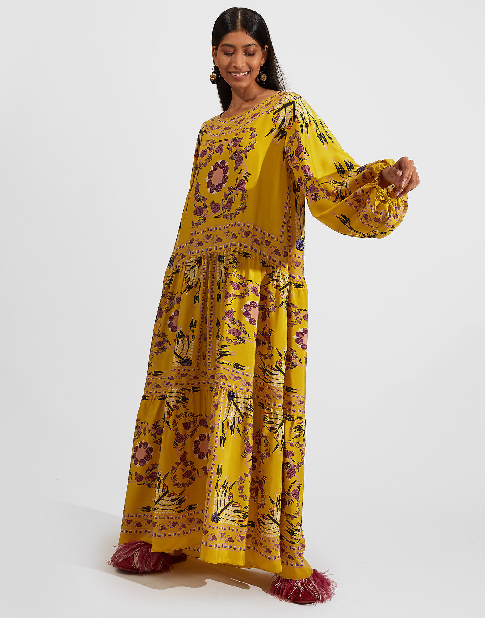 La DoubleJ Vesta Dress Melograno Giallo Plac&eacute;e DRE0302SIL009MEL0007