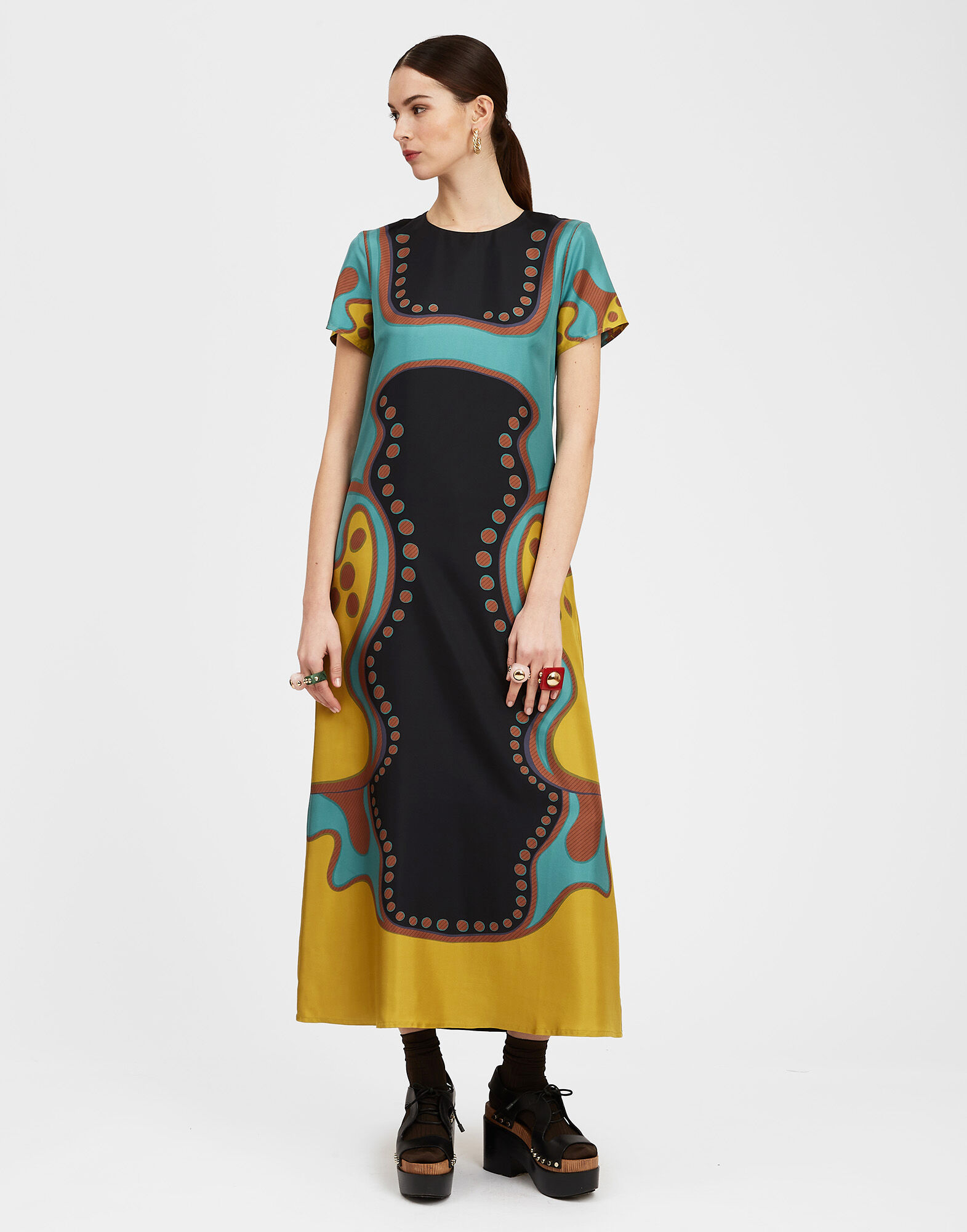 La DoubleJ Swing Dress Spritz Plac&eacute;e Black DRE0128SIL006SPR04BL01