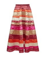 La DoubleJ Reina Embroidered Skirt Color Block Orange SKI0121RAF009CLB19OR02