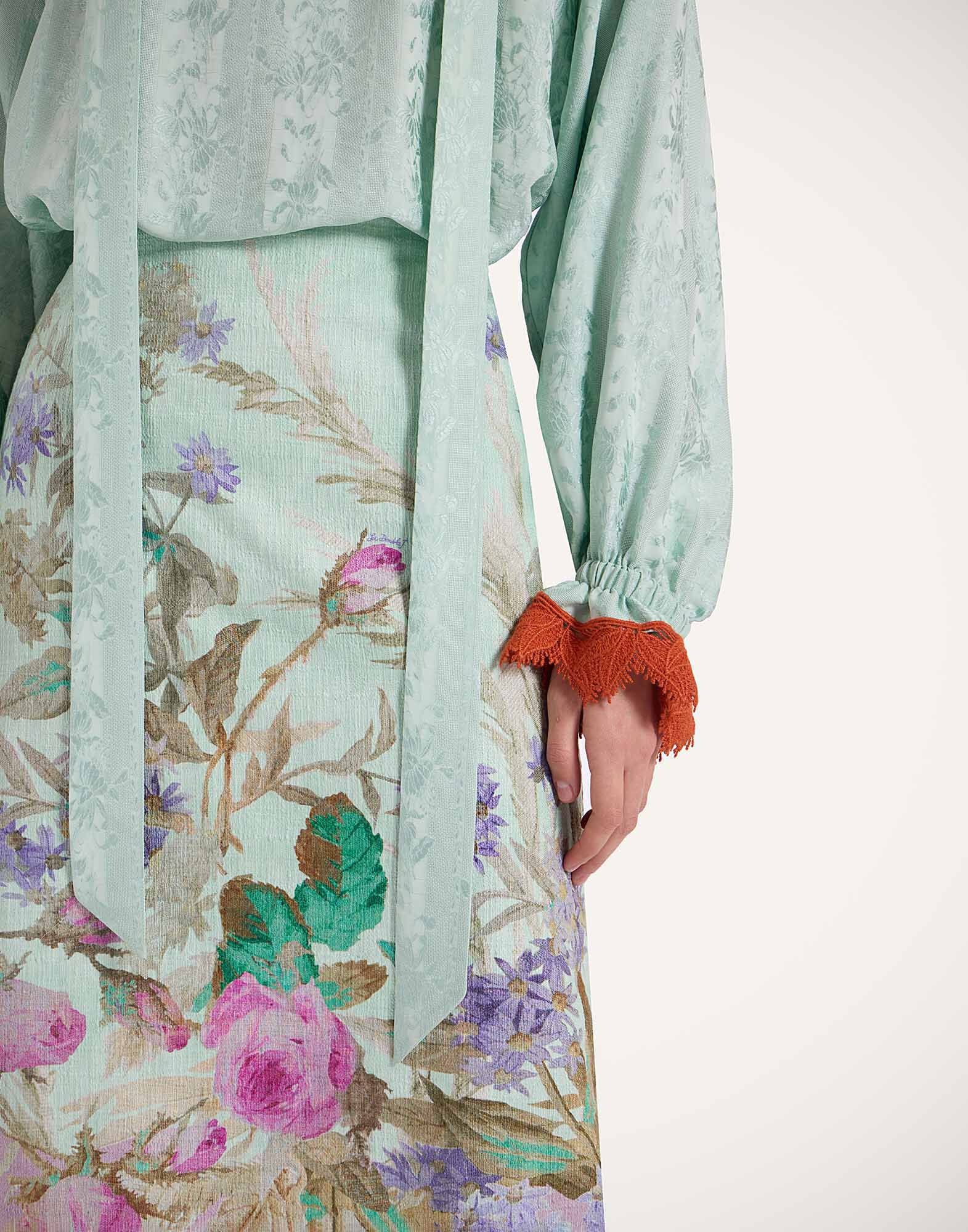 La DoubleJ Pencil Skirt Heath Plac&eacute;e Mint SKI0011COT005HEA02GR11