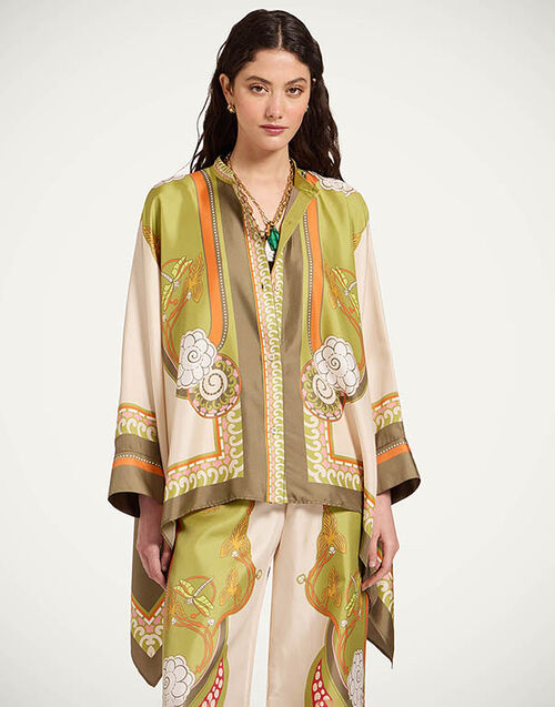 La DoubleJ Foulard Shirt Ambrosia Plac&eacute;e Ivory SHI0059SIL001AMB03WH04