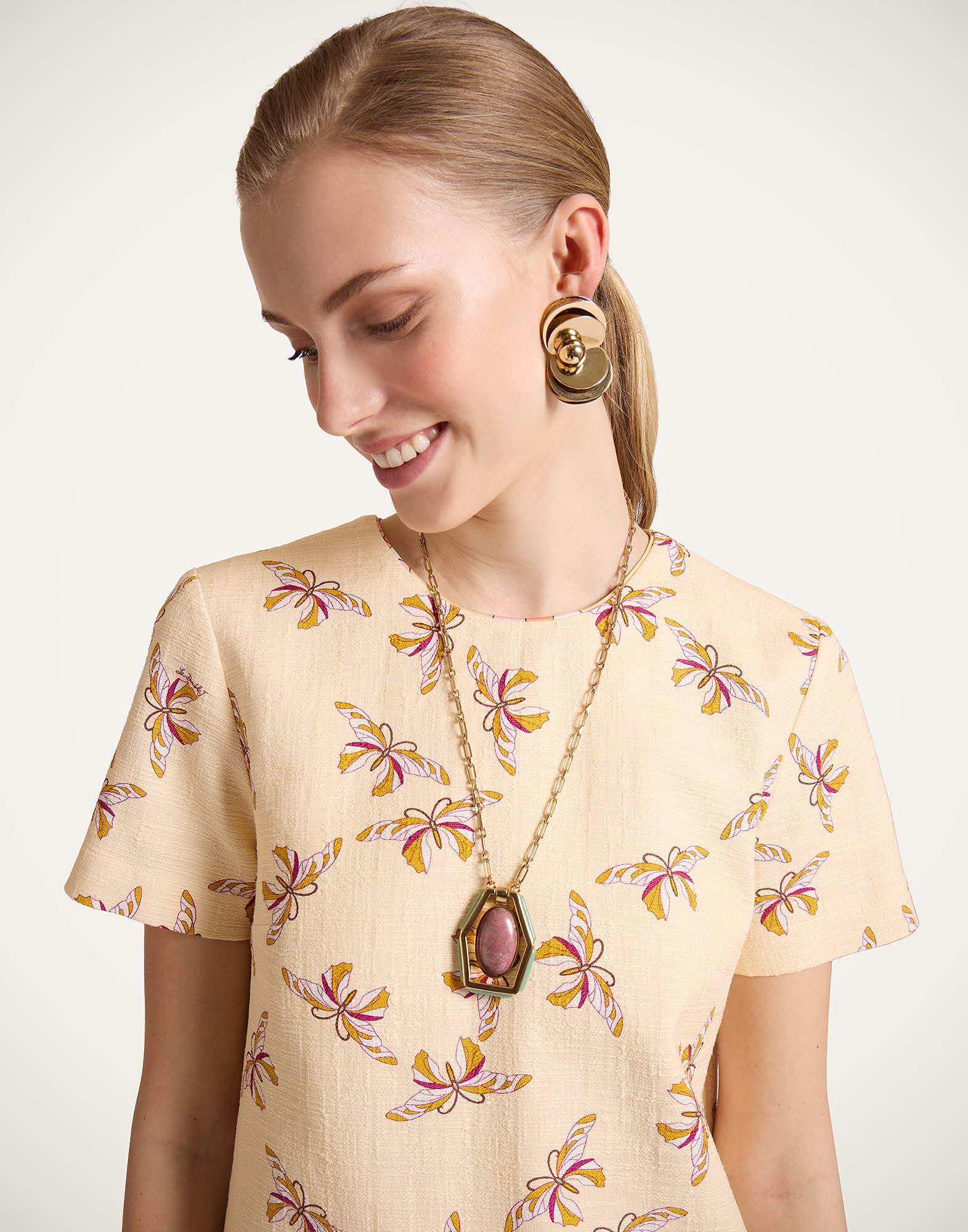 La DoubleJ Mini Swing Dress Farfalla Buttercream DRE0658COT005FAR08WH09