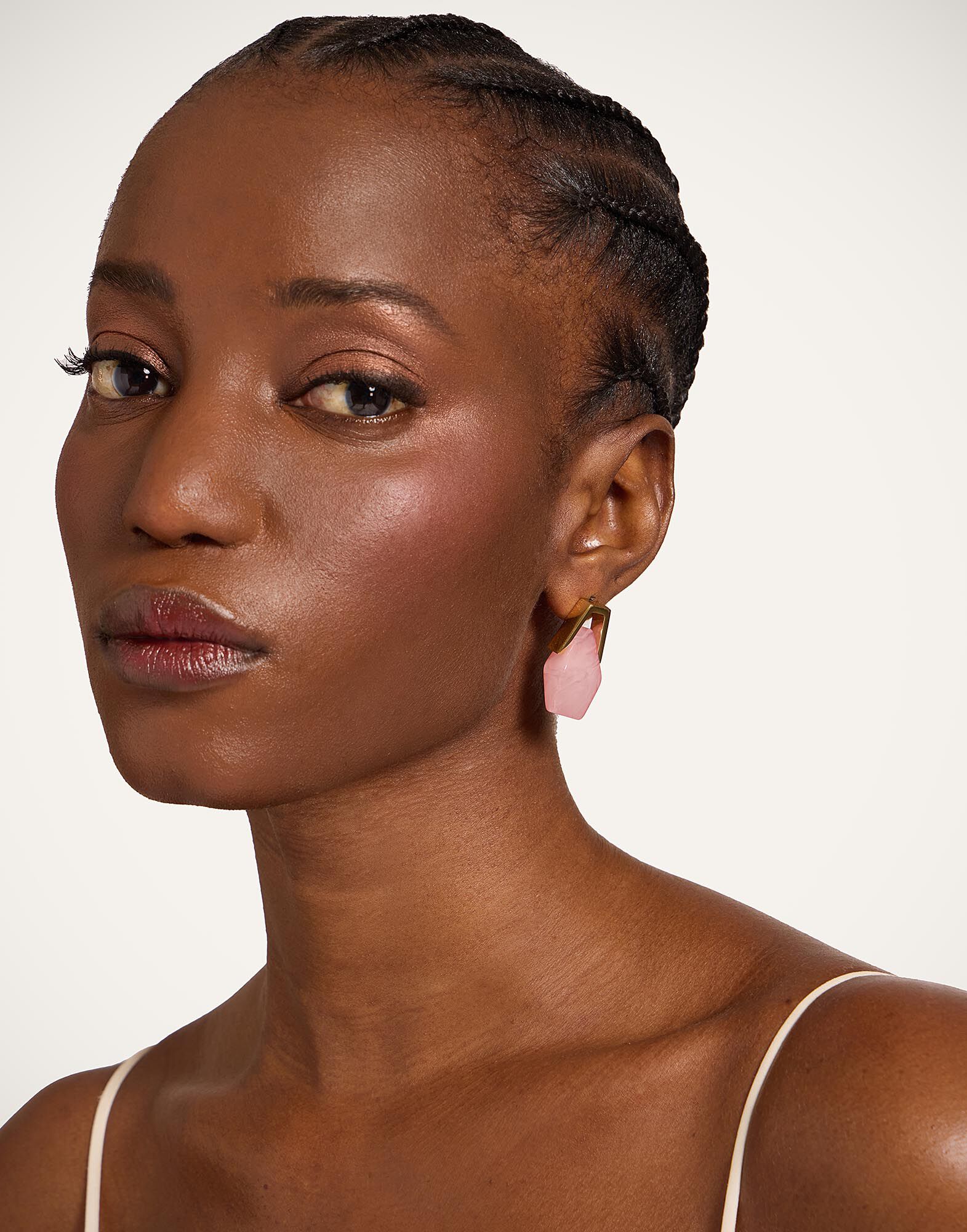 La DoubleJ Portal Earrings 24K Gold Plate & Pink Resin EAR0051POL014SOLIDPI01