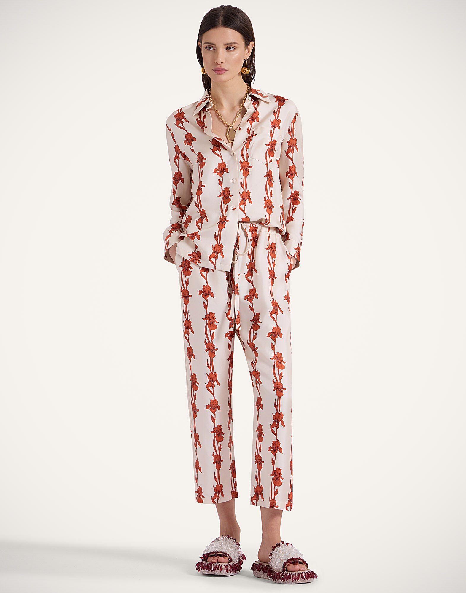 La DoubleJ Drawstring Pants Mini Iris Dark Orange TRO0053SIL001IRS03OR03