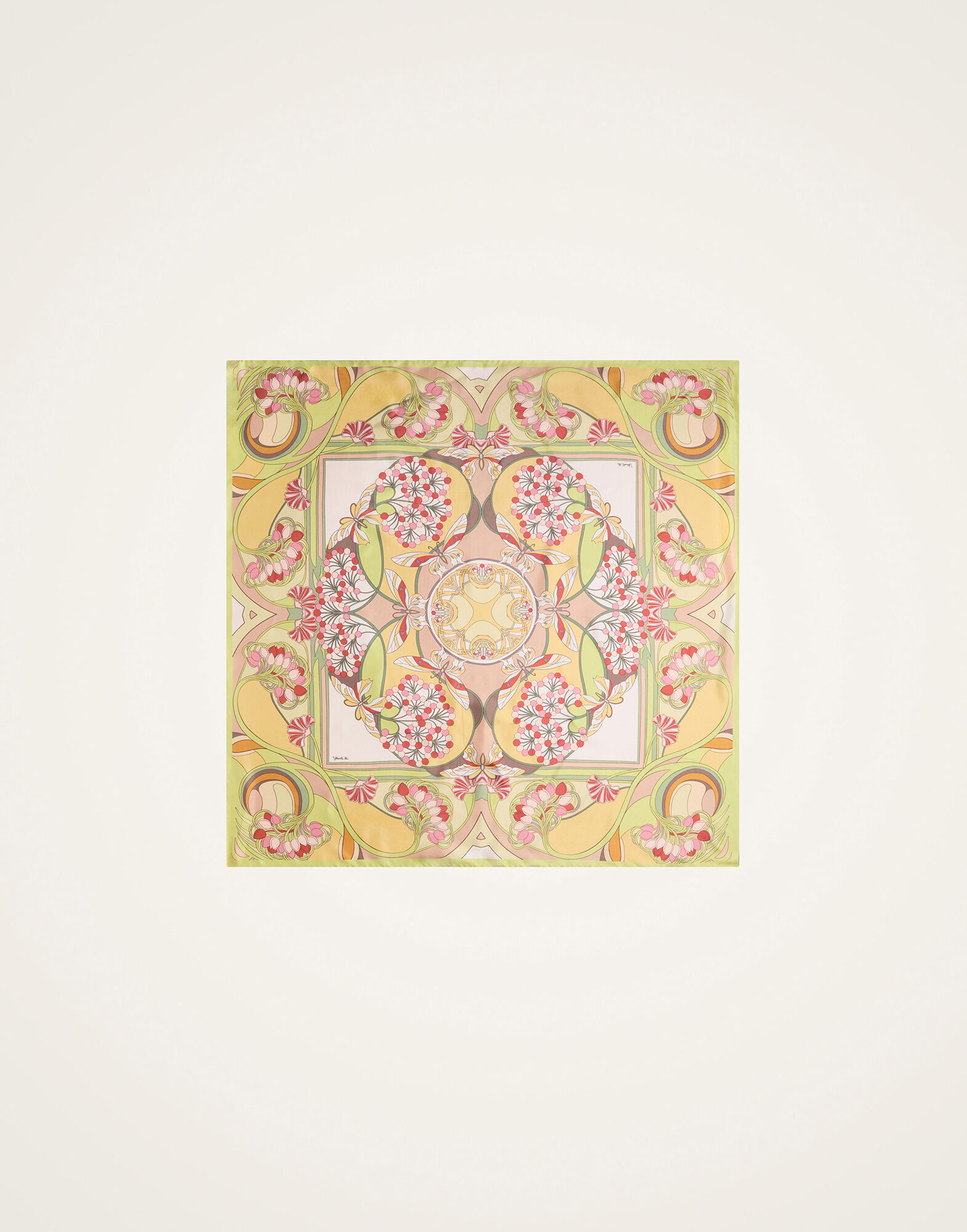 La DoubleJ Reversible Foulard 90 Florette Plac&eacute;e Fuchsia SCA0099SIL006FLO08PI03