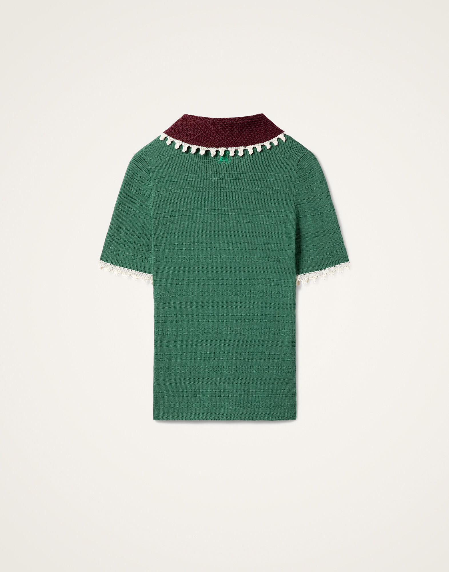 La DoubleJ Picket Polo Top Solid Green PUL0273KNI154SOLIDGR02