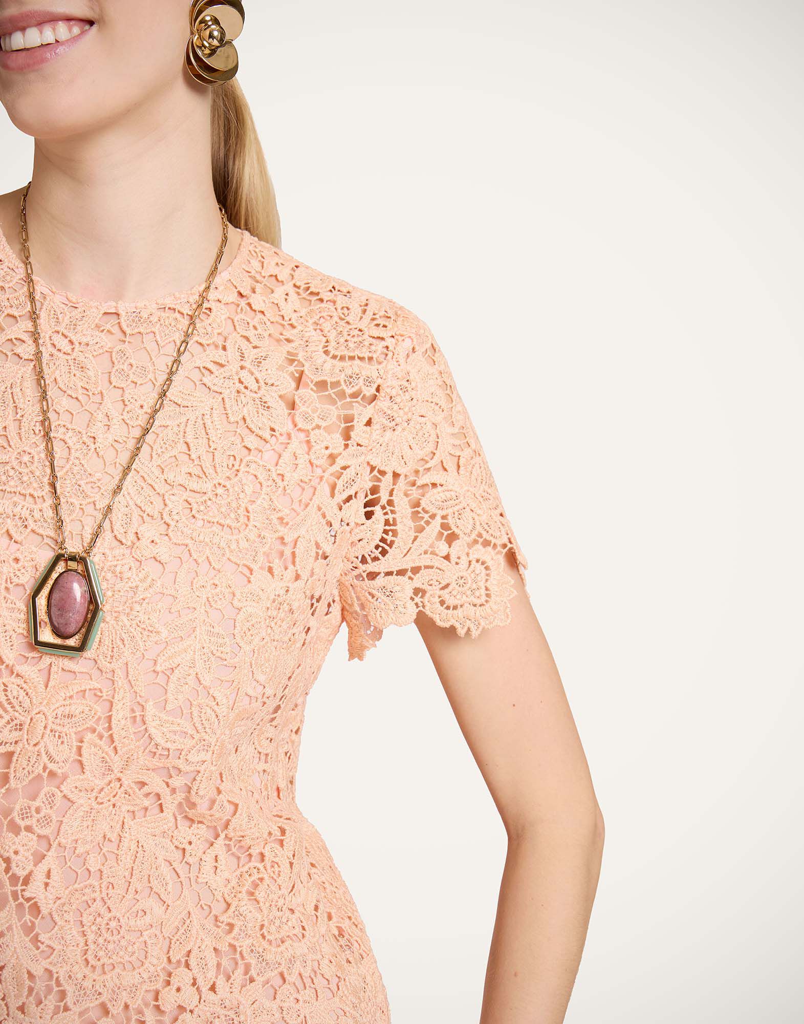 La DoubleJ Super Swing Dress Solid Apricot DRE1065LAC013SOLIDOR11