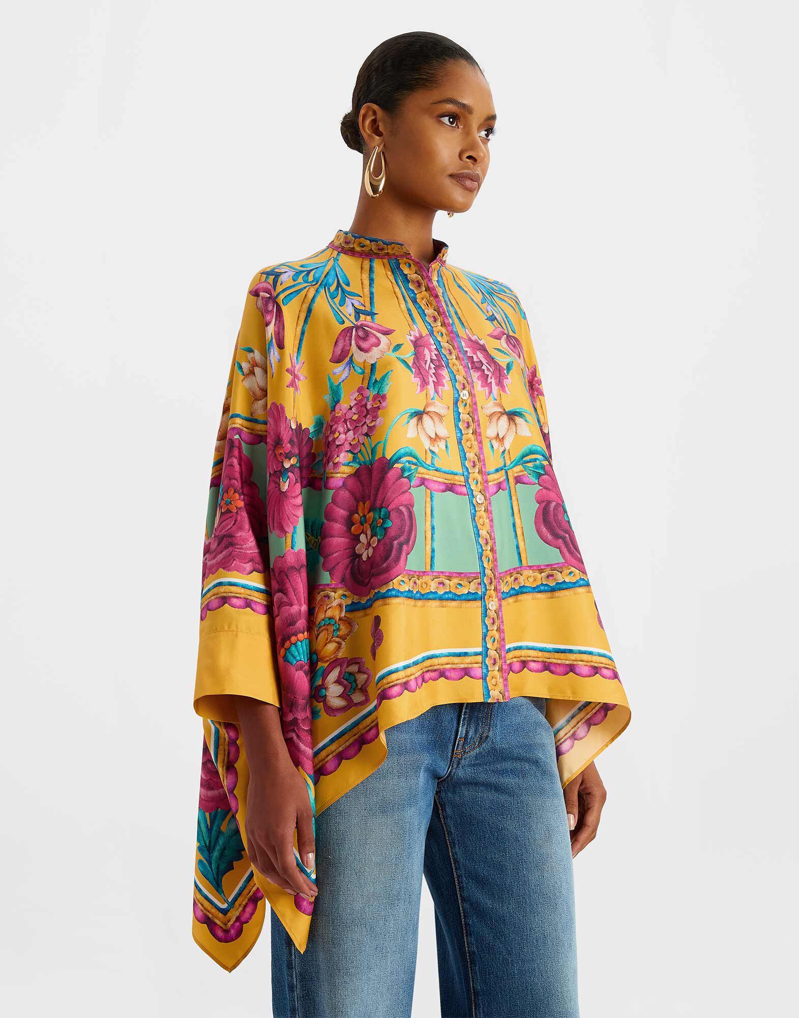 La DoubleJ Foulard Shirt Zodiac Plac&eacute;e Marigold SHI0059SIL006ZOD01OR05