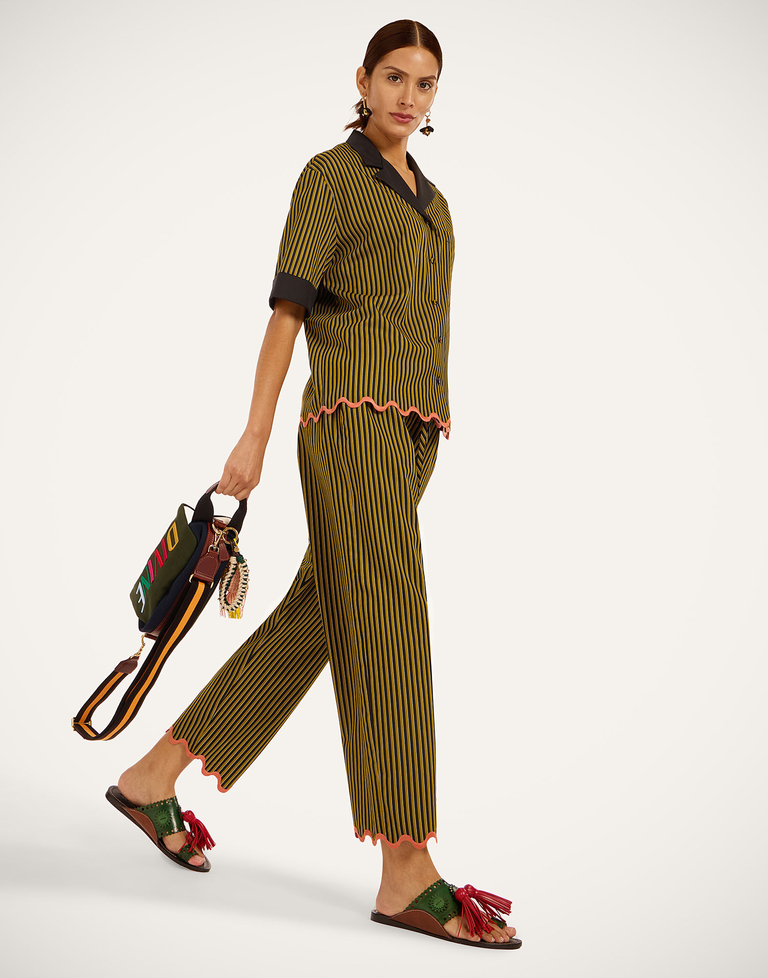 La DoubleJ Drawstring Pants Pinstripe Green TRO0205VIS029STR09GR02