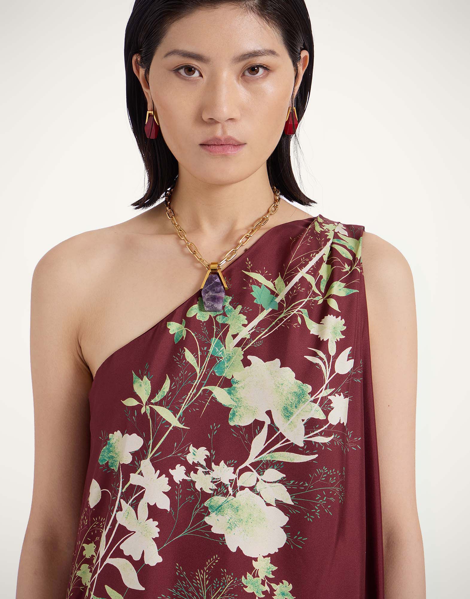 La DoubleJ Roy Dress Woodland Plac&eacute;e Burgundy DRE0304SIL006WOD01RE02