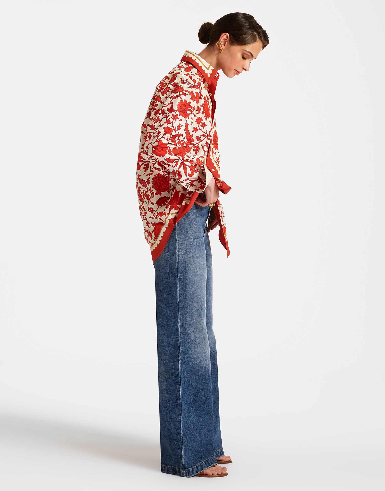 La DoubleJ Better Than Your Boyfriend's Shirt Dragonflower Plac&eacute;e Red SHI0092COT039DRE05RE01