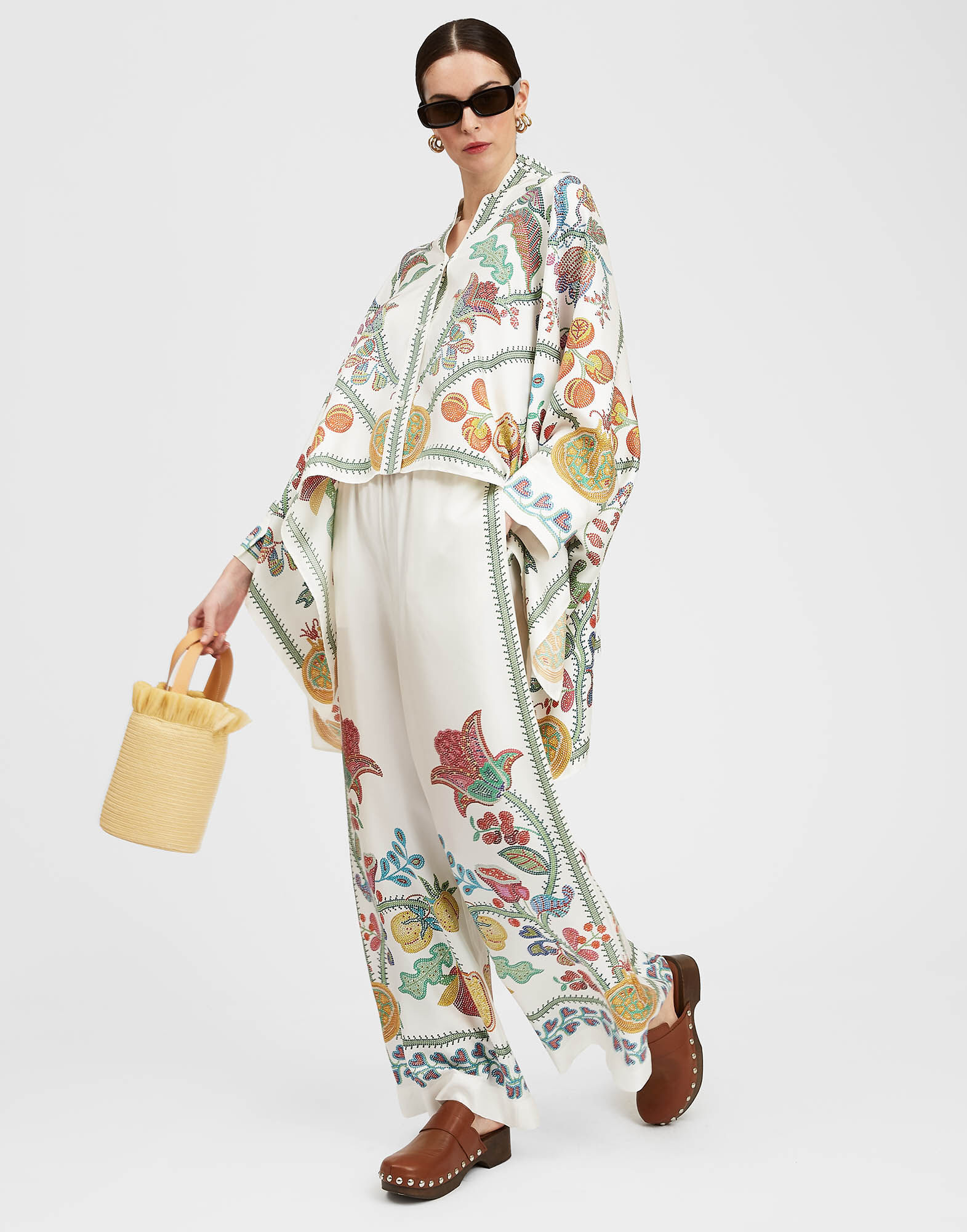 La DoubleJ Palazzo Pants Grenadilla Plac&eacute;e Off White TRO0026SIL006GRN01WH05