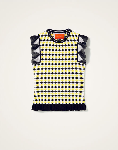 La DoubleJ Checkers Top Multicolor Yellow & Black PUL0267KNI159VA370YE02