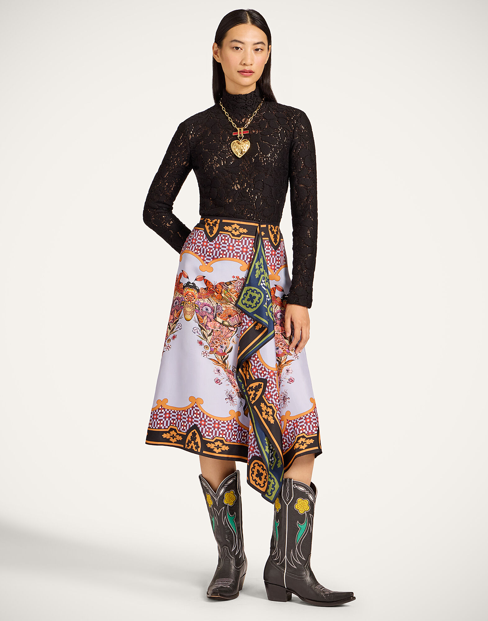 La DoubleJ Scarf Skirt Mariposa Plac&eacute;e Celeste SKI0160SIL006MAR07BU12