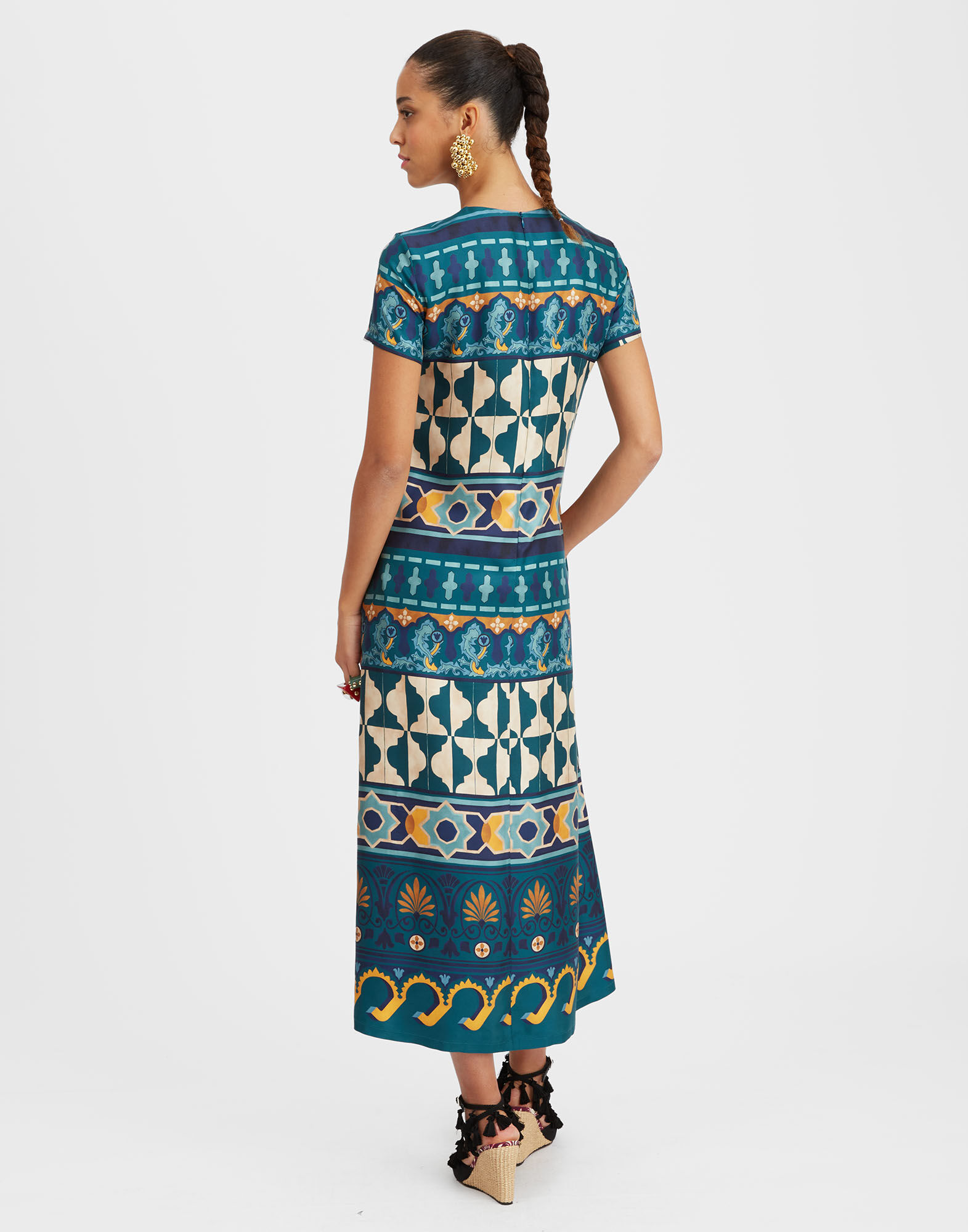 La DoubleJ Swing Dress Casareale Plac&egrave;e Emerald DRE0001SIL001REA01GR04