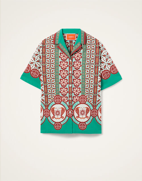 La DoubleJ Bowling Shirt Pagoda Plac&eacute;e Rust SHI0138COT015PAG01OR04