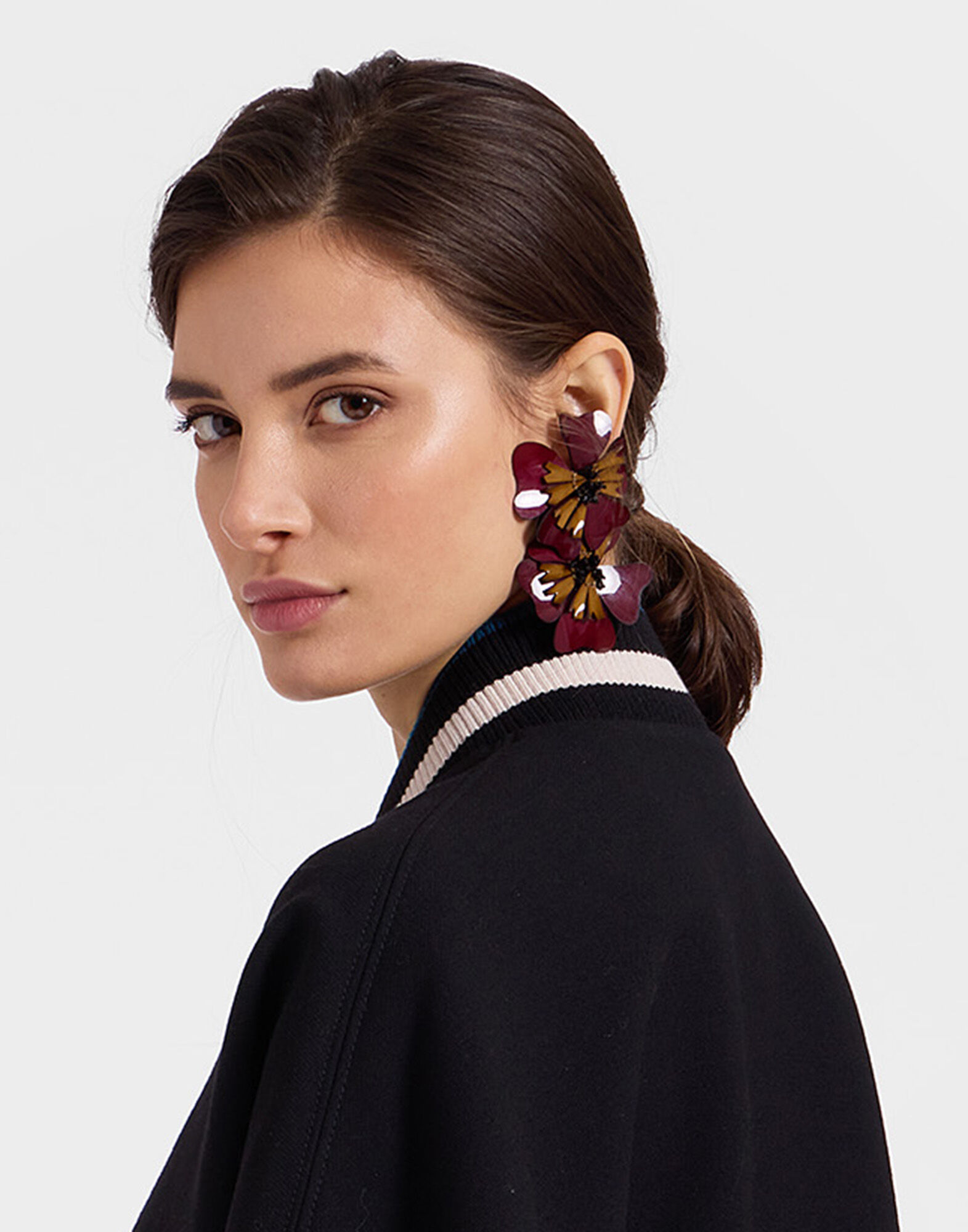 La DoubleJ Flora Earrings Solid Burgundy EAR0047POL013SOLIDRE02