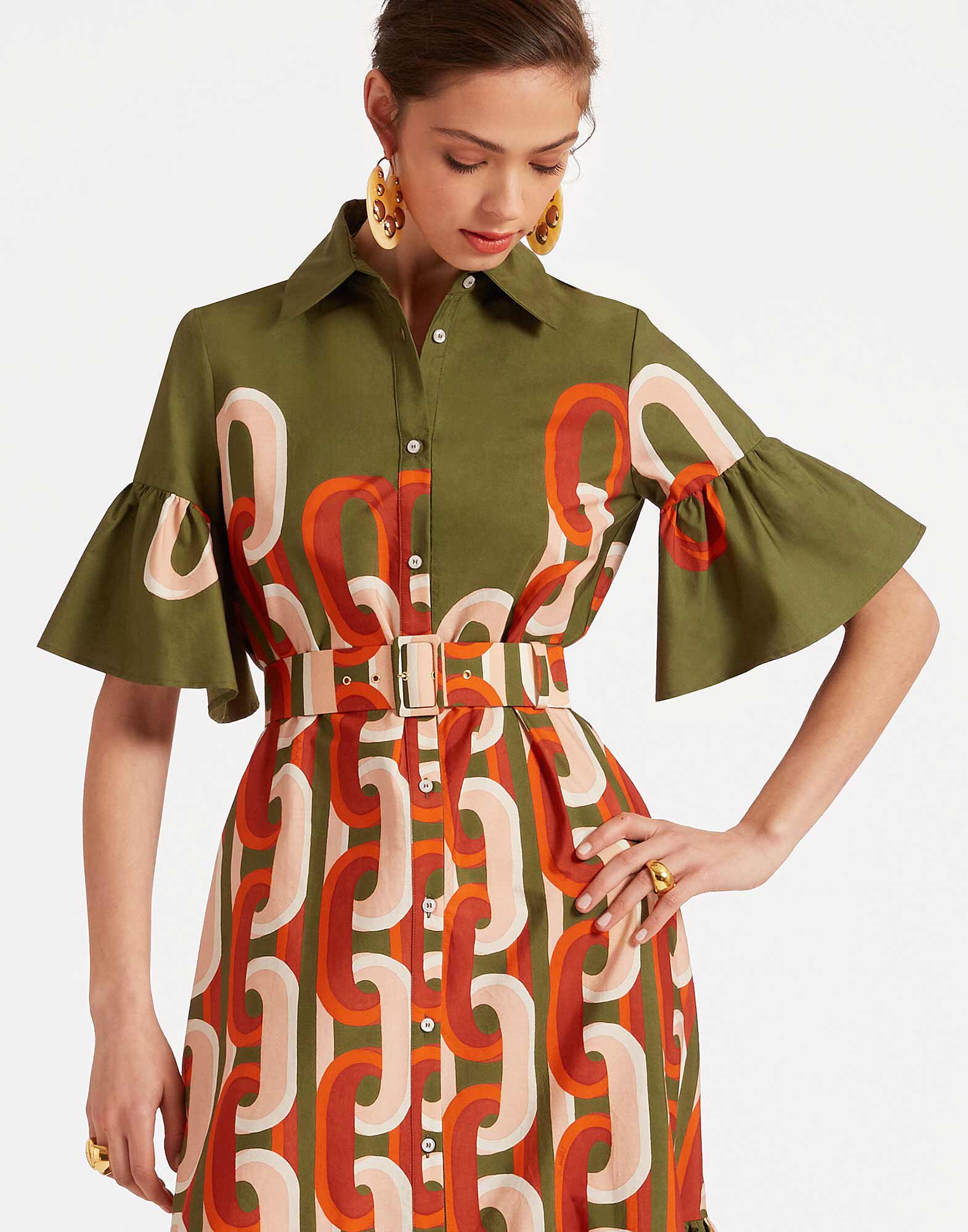 La DoubleJ Choux Midi Dress Prometheus Plac&eacute;e Camouflage DRE0733COT039EUS02GR08