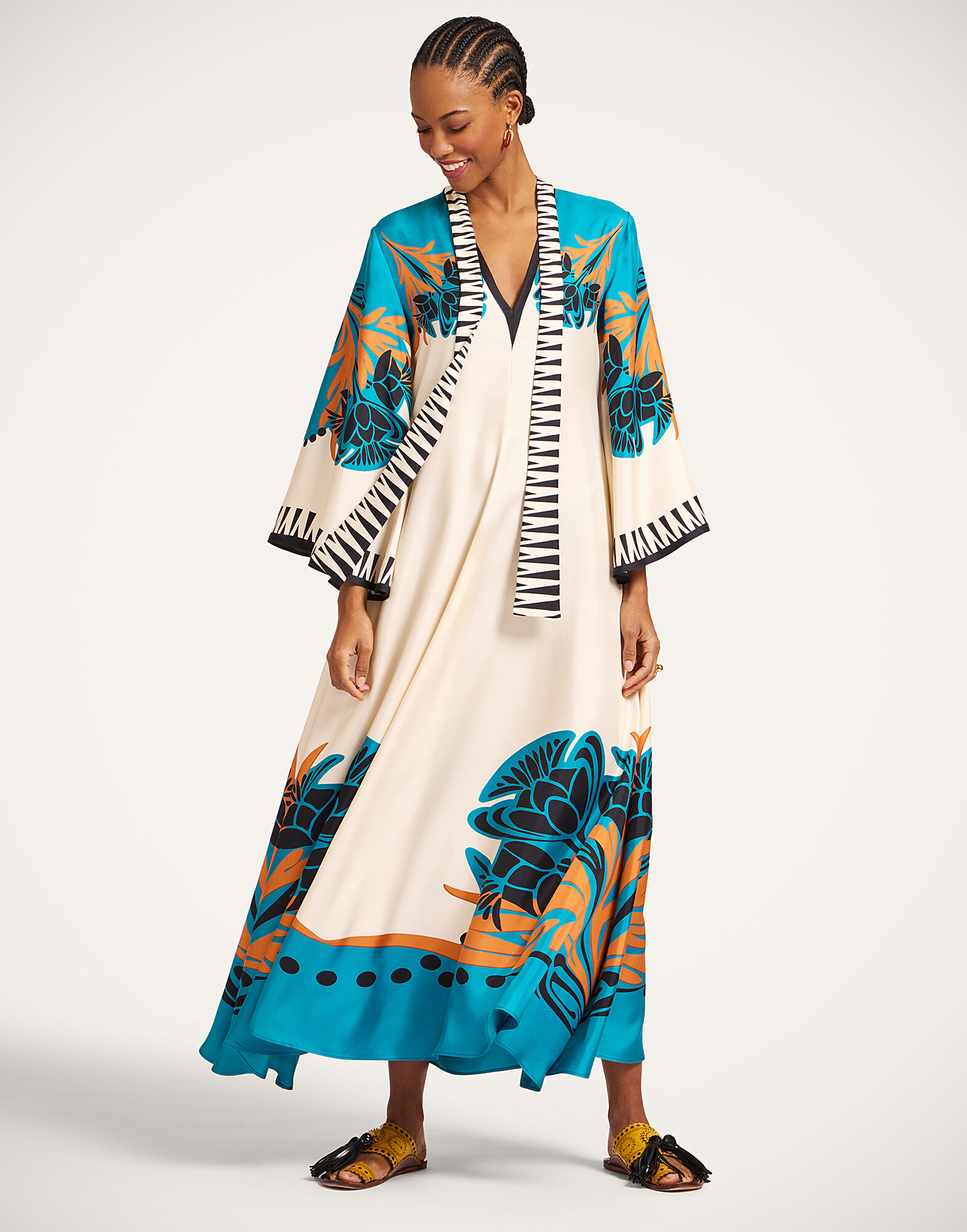 La DoubleJ Magnifico Dress Florence Plac&eacute;e Ivory DRE0232SIL006FLO02WH04