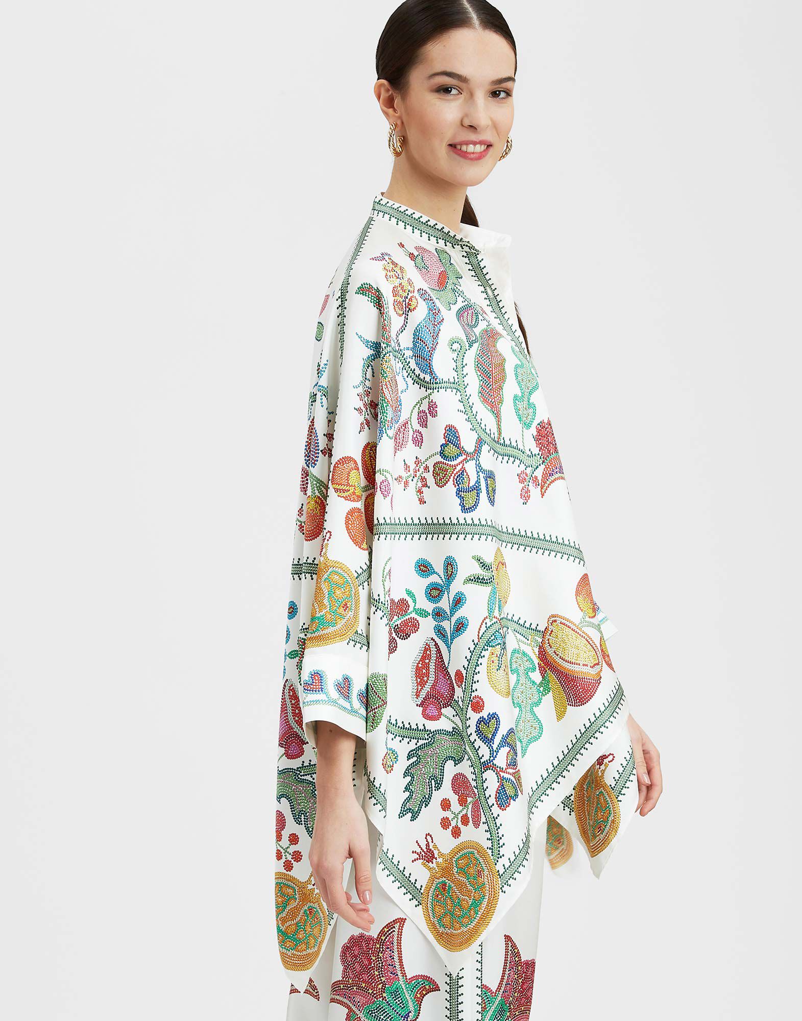 La DoubleJ Foulard Shirt Grenadilla Plac&eacute;e Off White SHI0059SIL006GRN01WH05