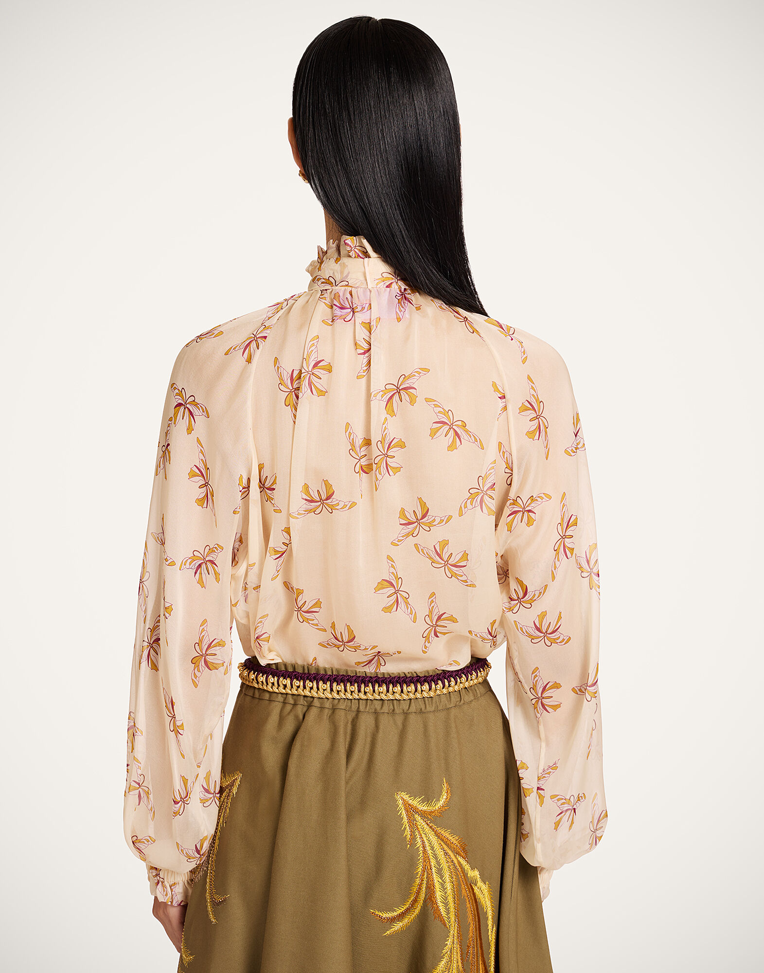La DoubleJ Cerere Blouse Farfalla Buttercream SHI0120SIL024FAR08WH09
