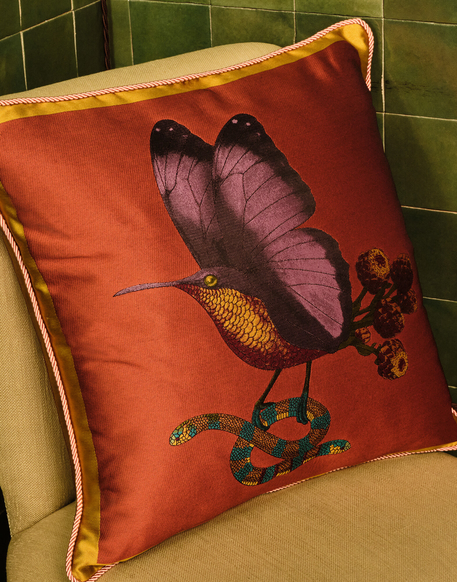 La DoubleJ Cushion Butterbird Pumpkin CUS0031JCQ124BTB02OR10