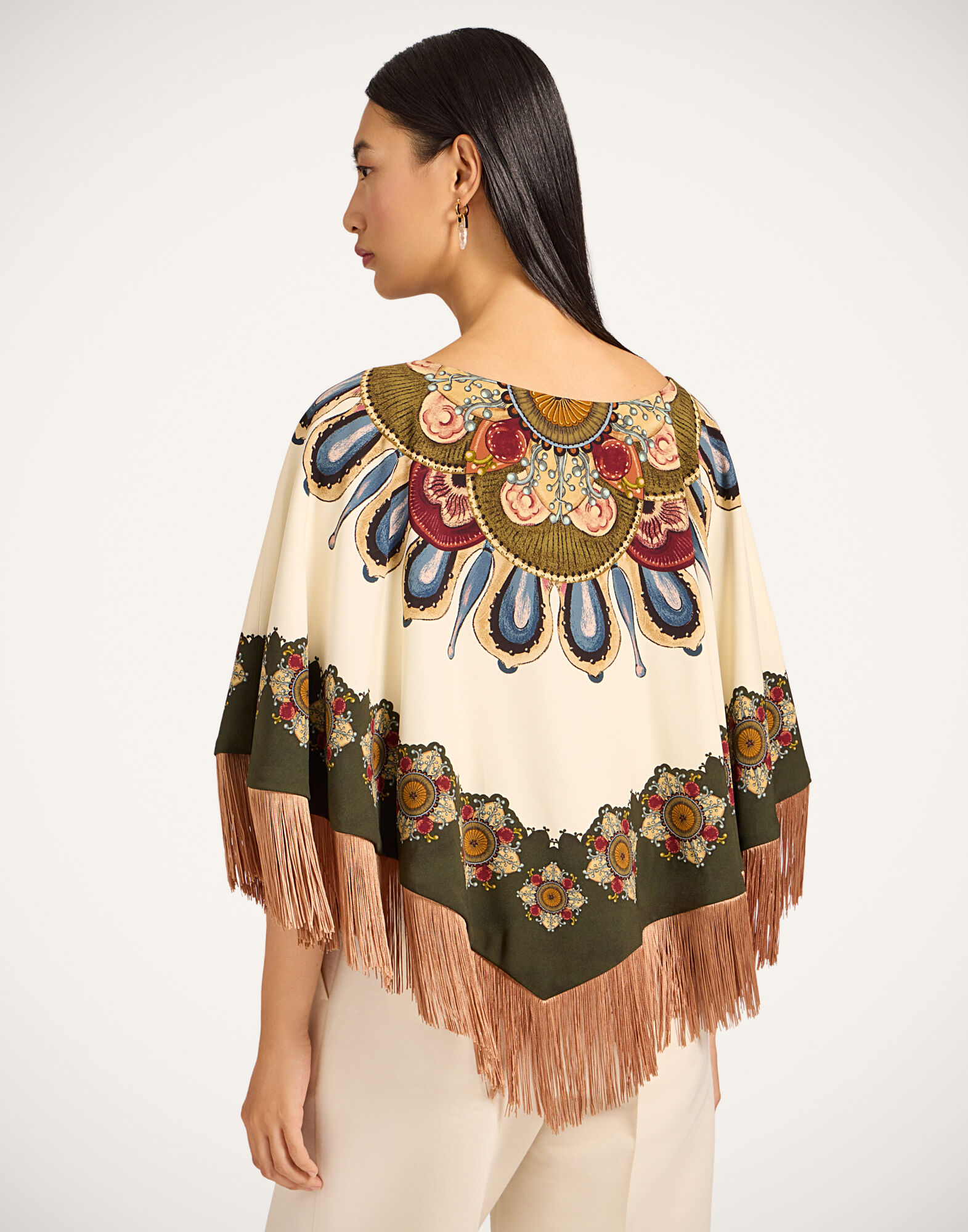 La DoubleJ Reversible Mini Poncho Nucleus Plac&eacute;e Off White SCA0077VIS011NUC06WH05