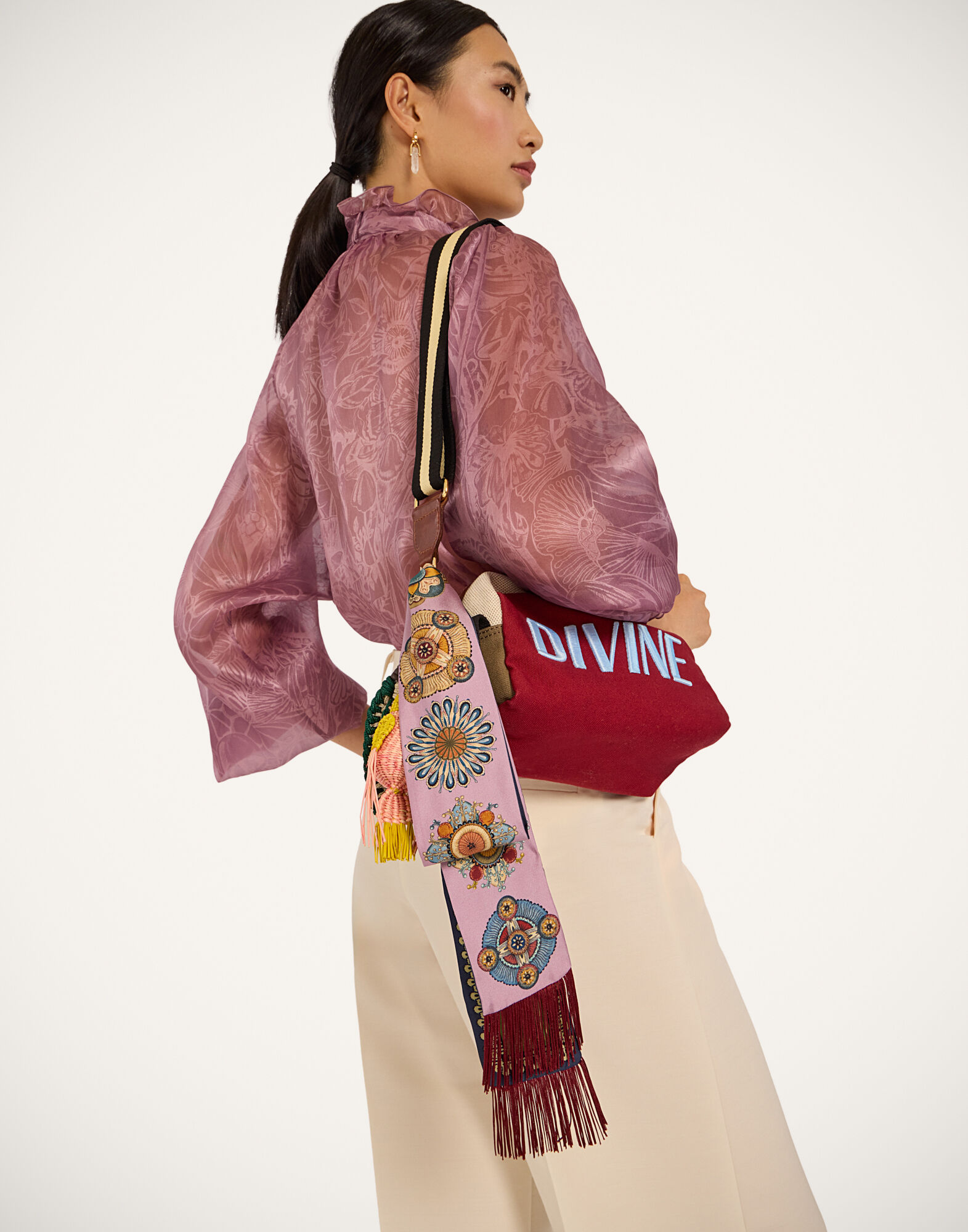 La DoubleJ Skinny Scarf Nucleus Plac&eacute;e Dusty Pink SCA0075SIL006NUC06PI10