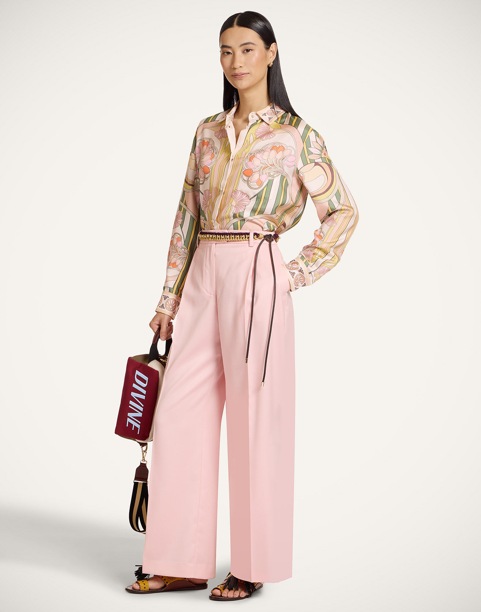 La DoubleJ Boy Shirt Tulip Plac&eacute;e Pale Pink SHI0040SIL006TUL07PI02