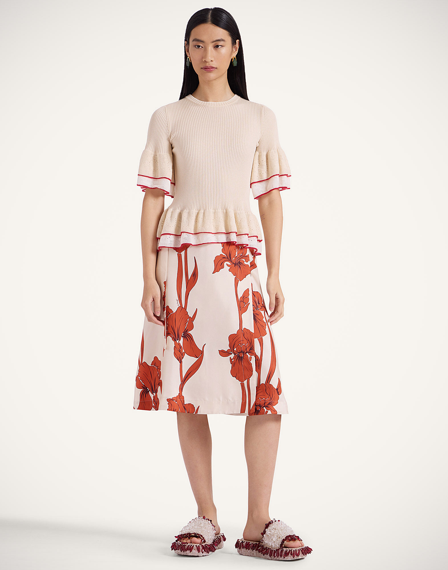 La DoubleJ Pareo Midi Skirt Iris Dark Orange SKI0145SIL001IRS04OR03