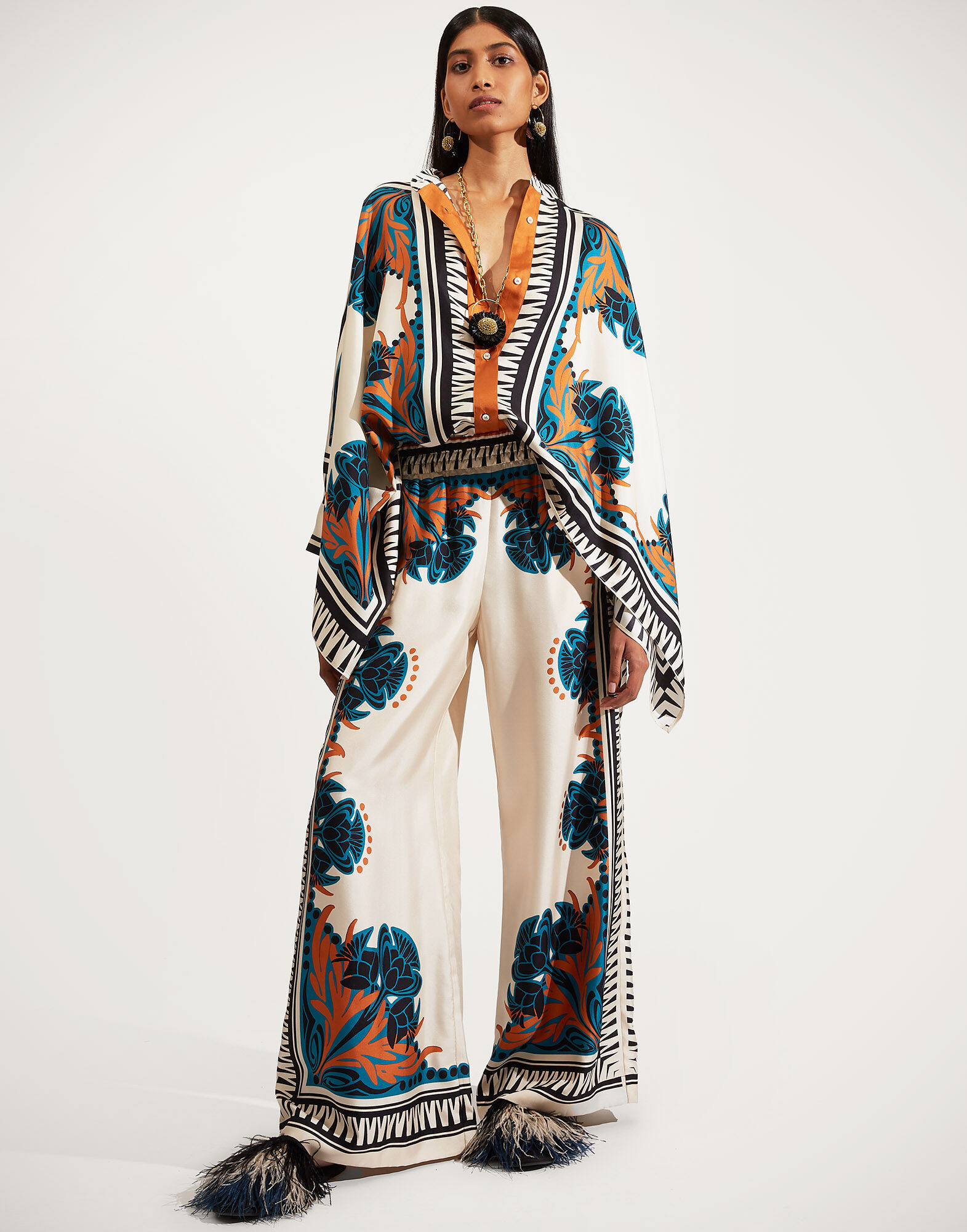 La DoubleJ Palazzo Pants Florence Plac&eacute;e TRO0026SIL006FLO0002