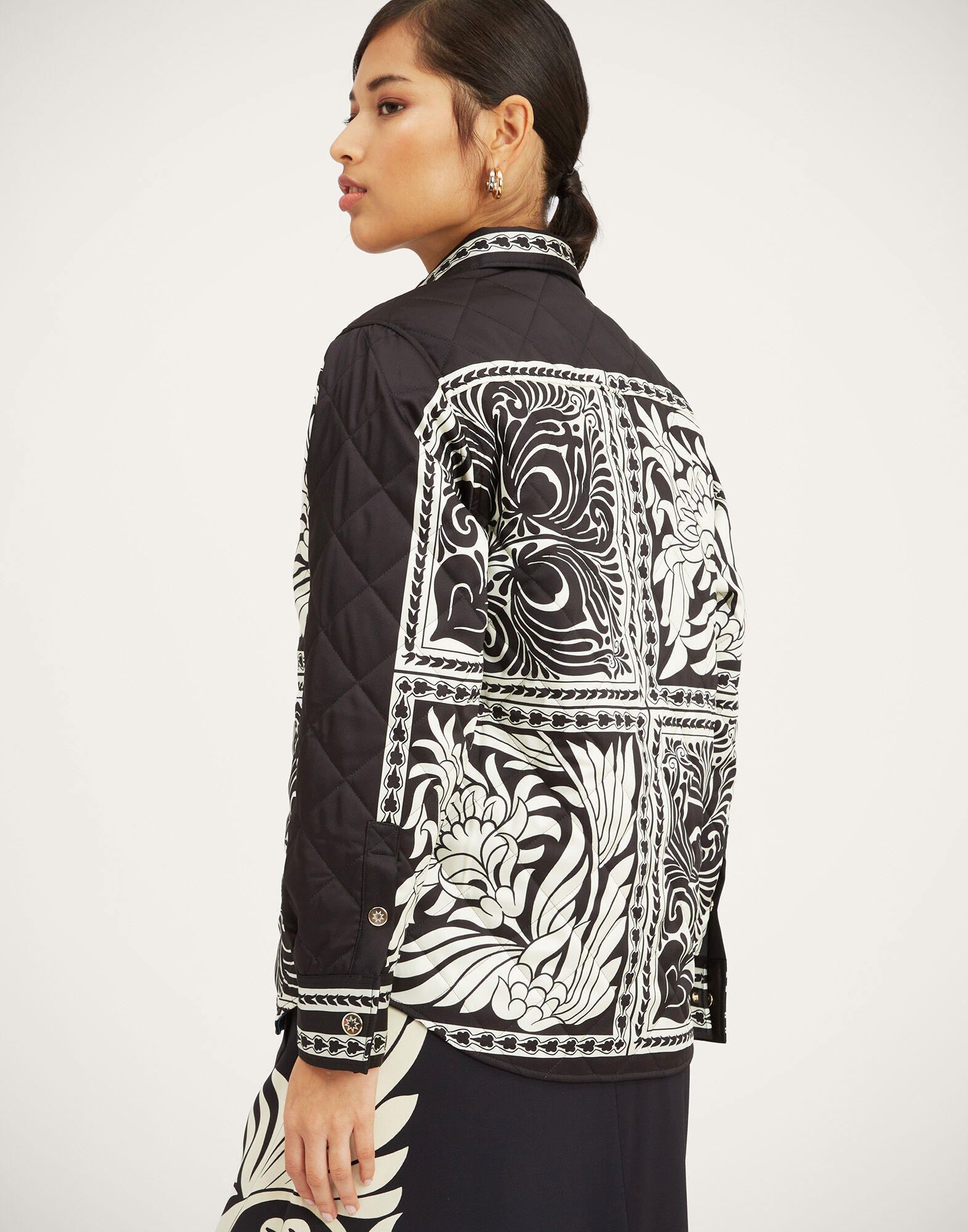 La DoubleJ Iris Shirt Jacket Mix Tiles Plac&eacute;e Black JAC0090POL002MIX01BL01