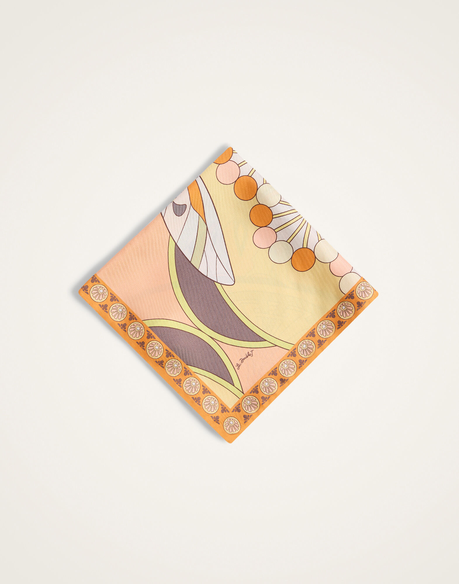 La DoubleJ Foulard 45 Florette Plac&eacute;e Pale Pink SCA0065SIL006FLO08PI02