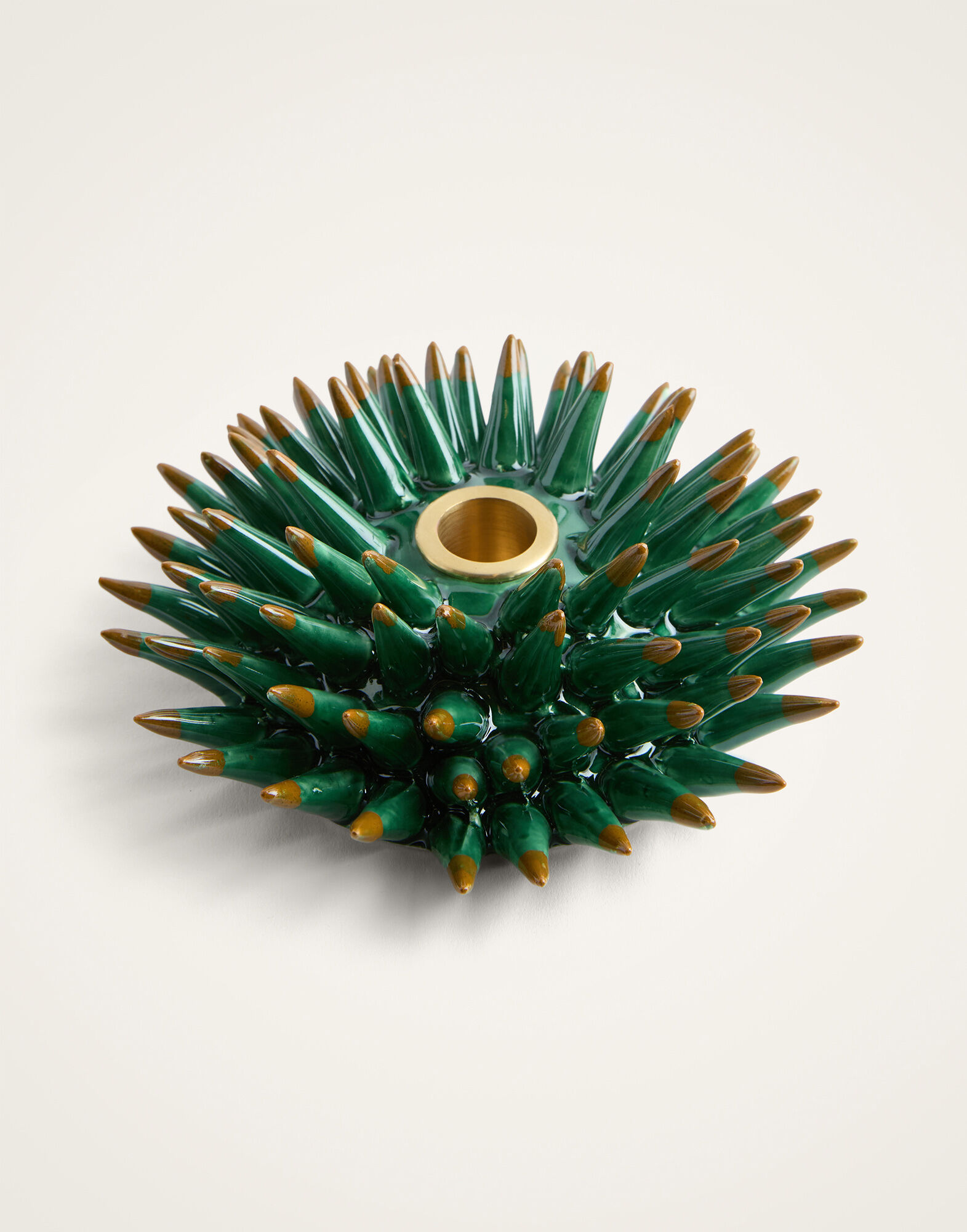 La DoubleJ Spine Candle Holder Solid Forest Green OTC0008CER004SOLIDGR15