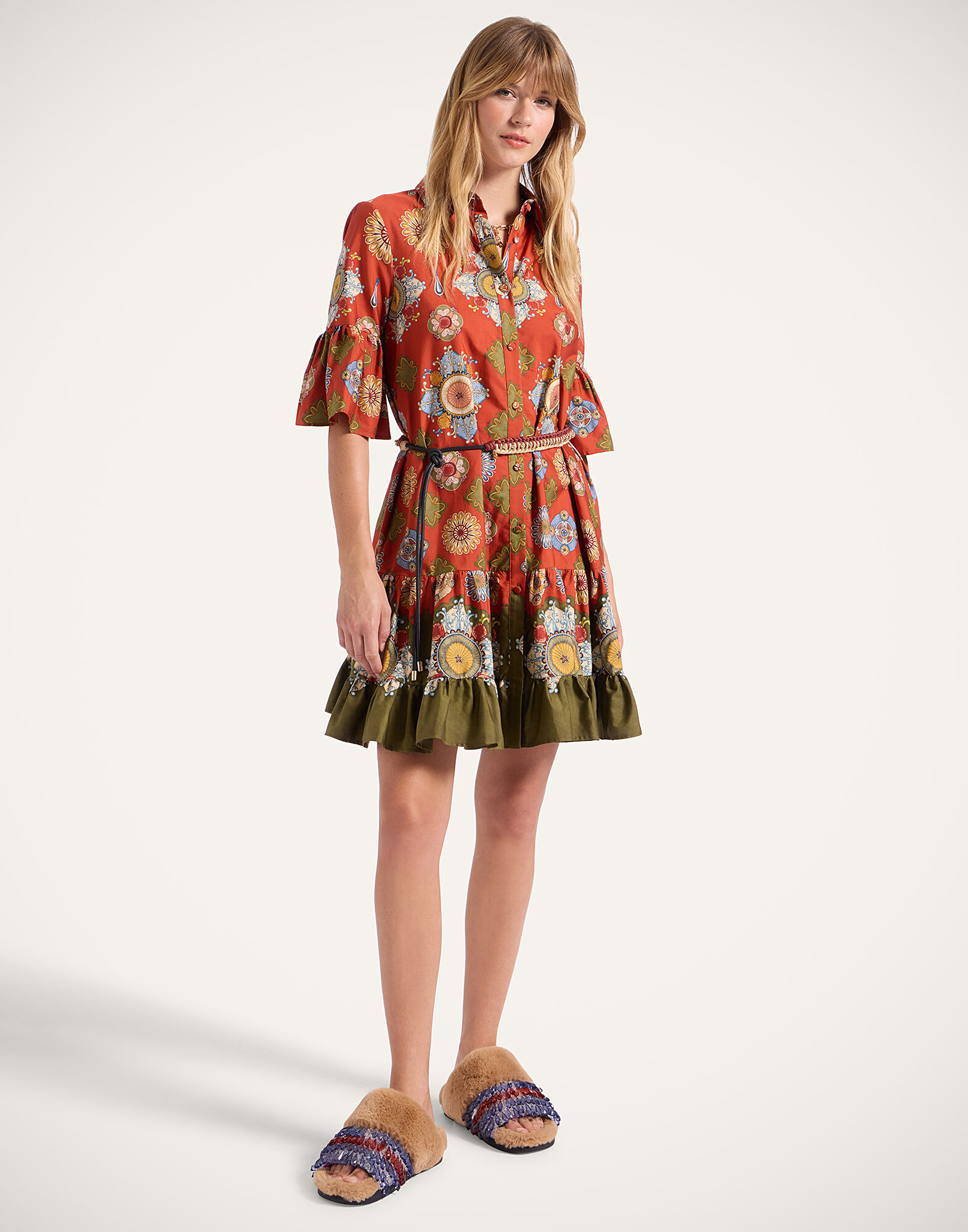 La DoubleJ Choux Dress Nucleus Plac&eacute;e Rust DRE0193COT039NUC02OR04