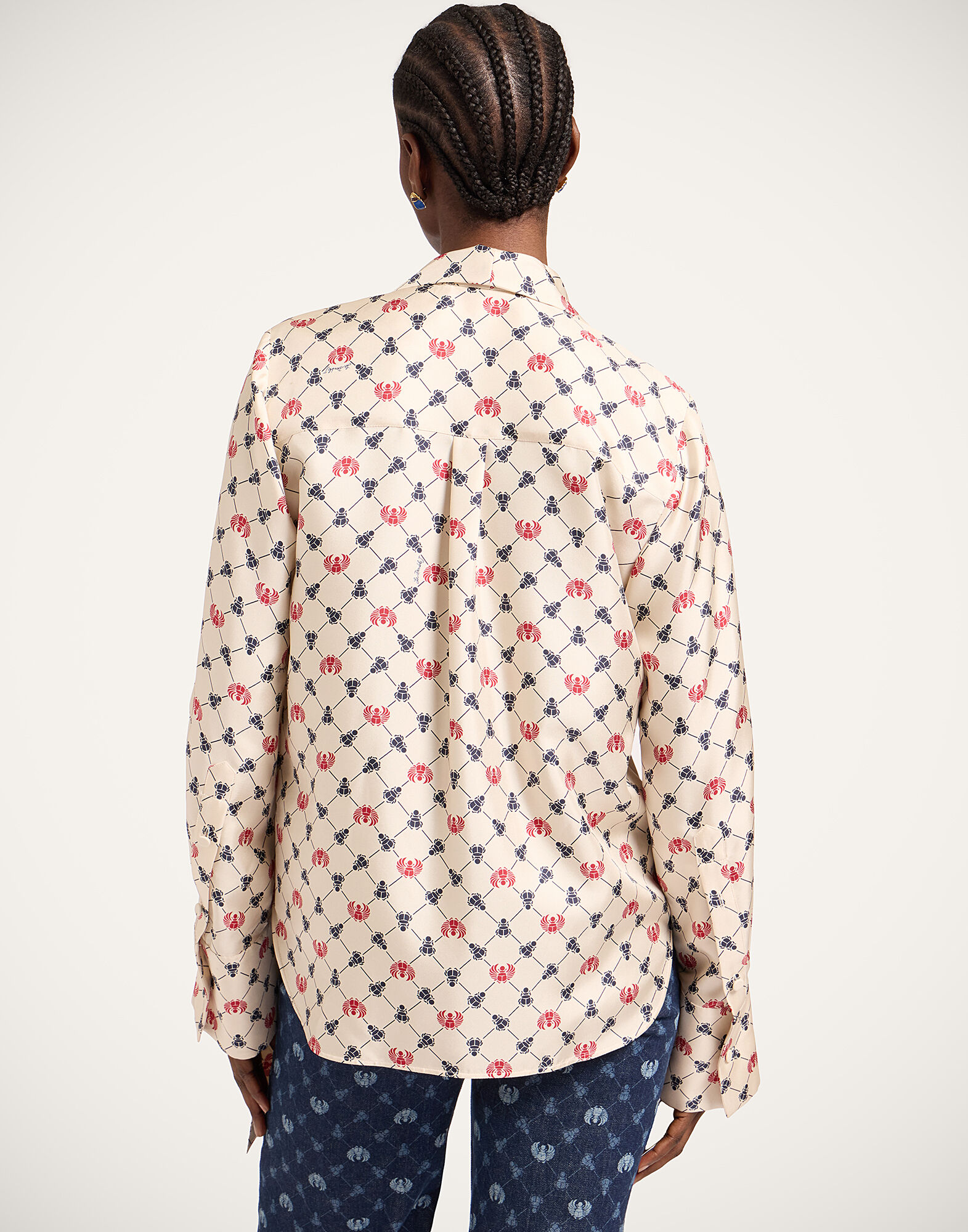 La DoubleJ Ascot Shirt Talismania Check Ecru SHI0155SIL001TAL02BR05