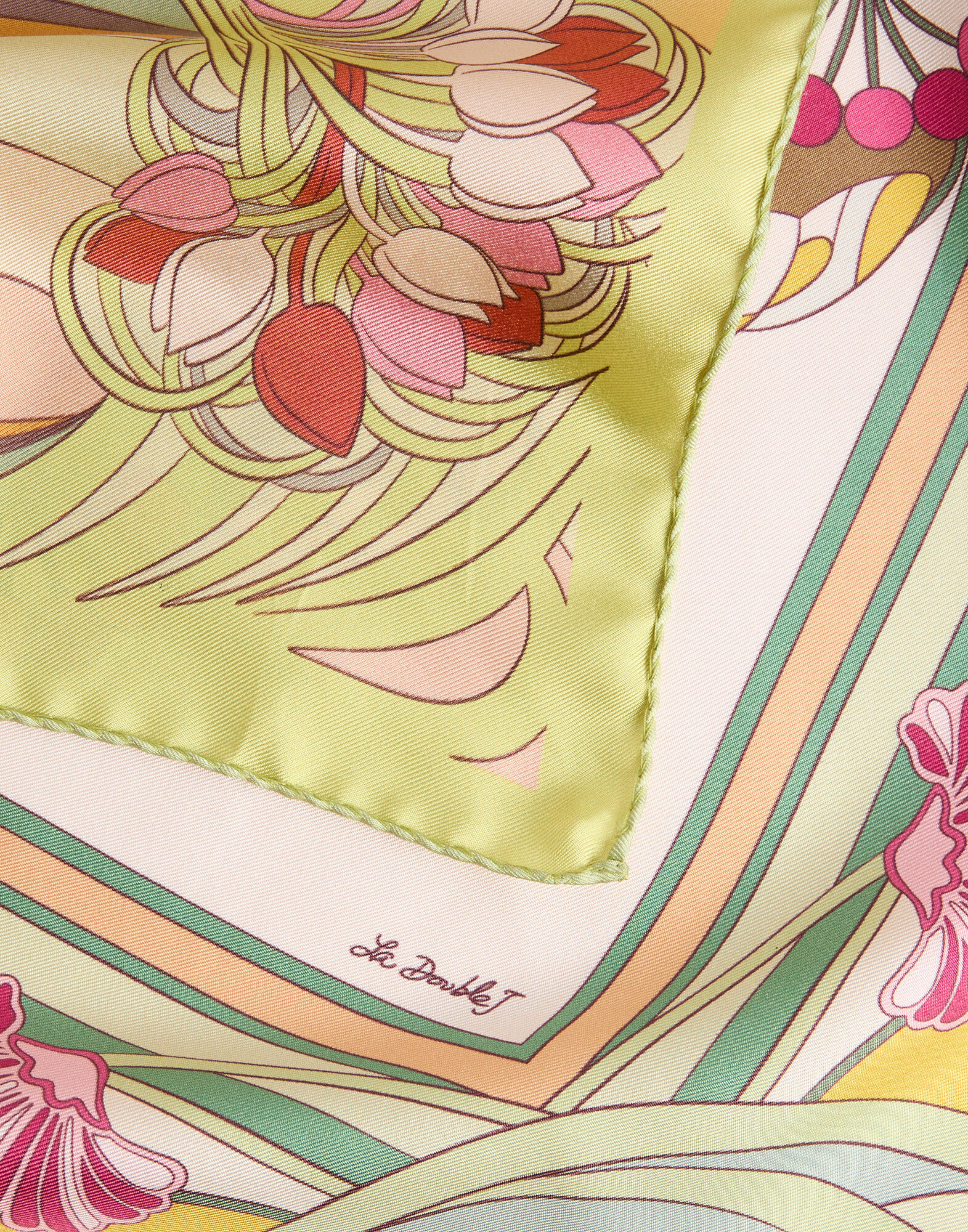 La DoubleJ Reversible Foulard 90 Florette Plac&eacute;e Fuchsia SCA0099SIL006FLO08PI03