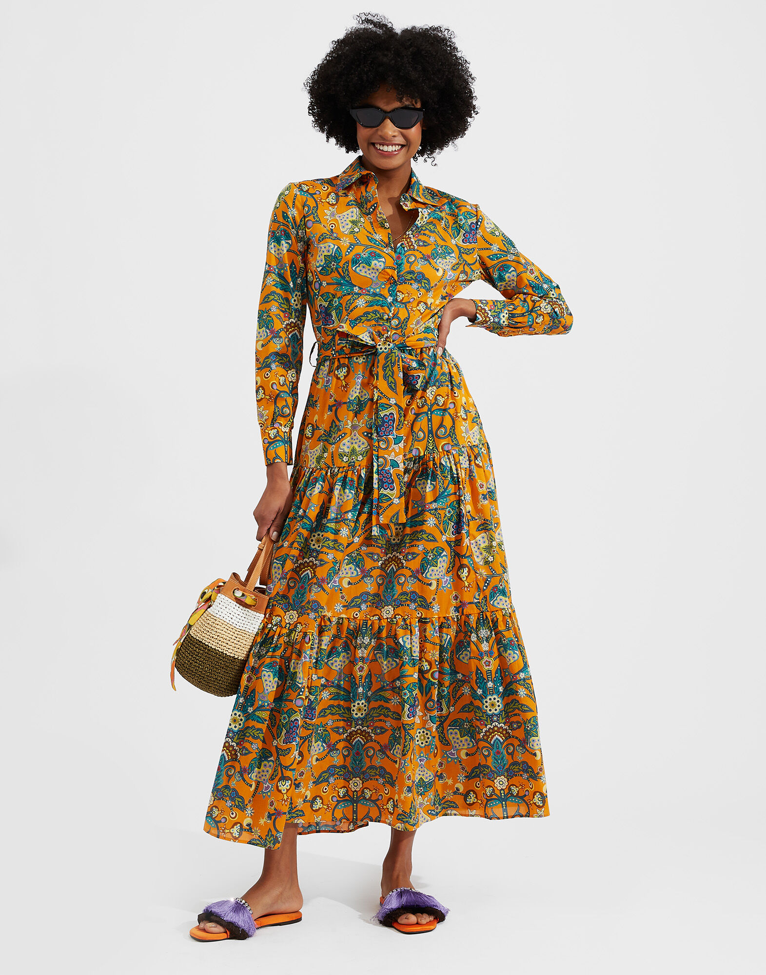 La DoubleJ Bellini Dress Tree Of Life Arancio DRE0016COT003TFL0002