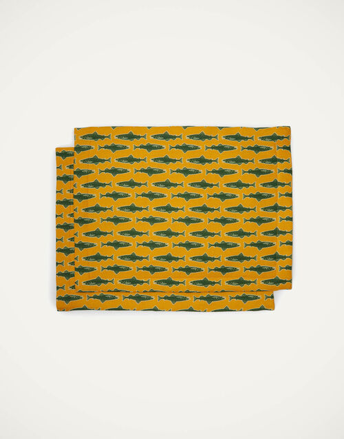 La DoubleJ Placemat Set Of 2 Como Fish Yellow TBM0001LIN005CMF0001