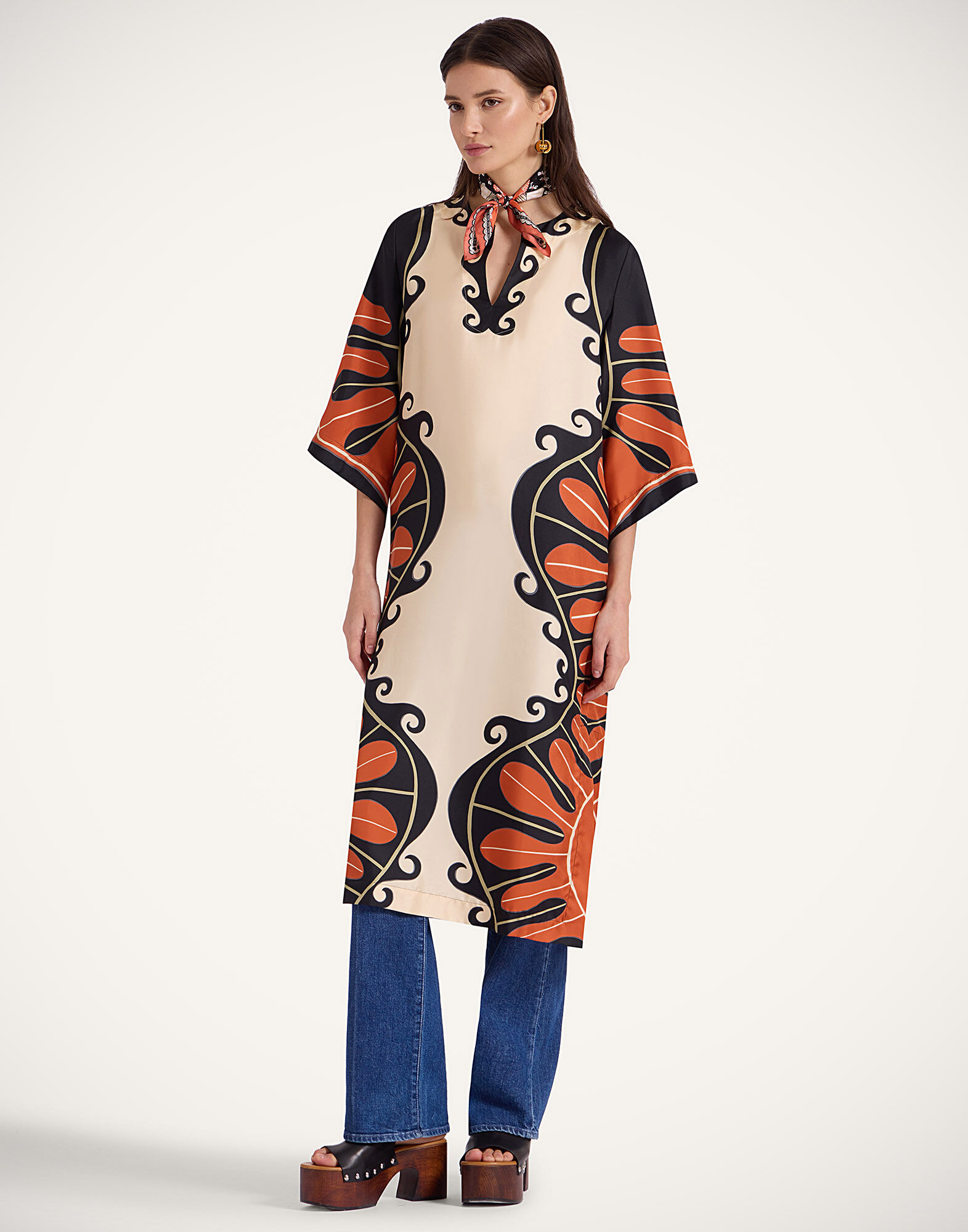 La DoubleJ The Kaftan Pacific Plac&eacute;e Dark Orange DRE0564SIL001PCF03OR03