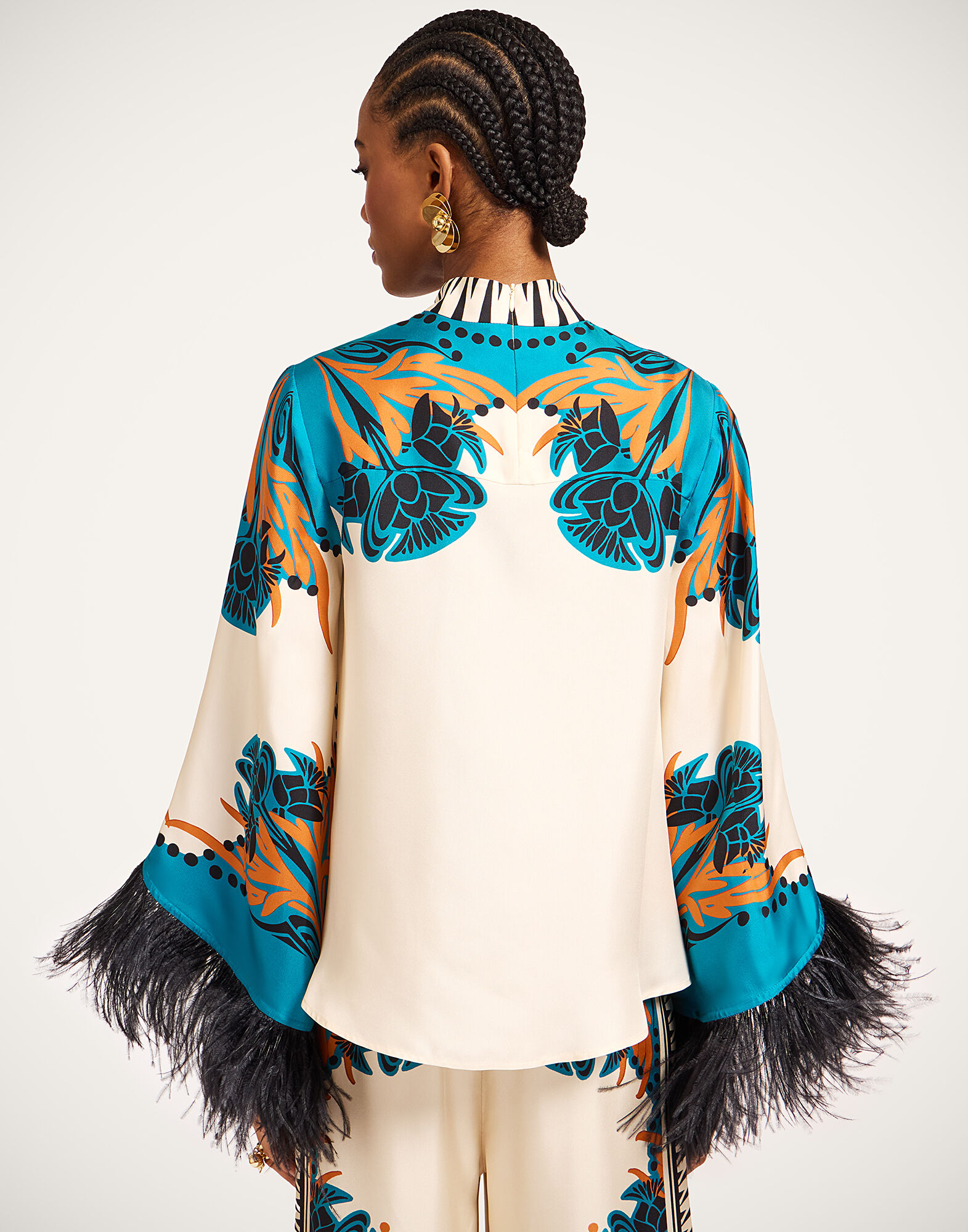 La DoubleJ Make An Exit Top Florence Plac&eacute;e Ivory TOP0141SIL006FLO02WH04