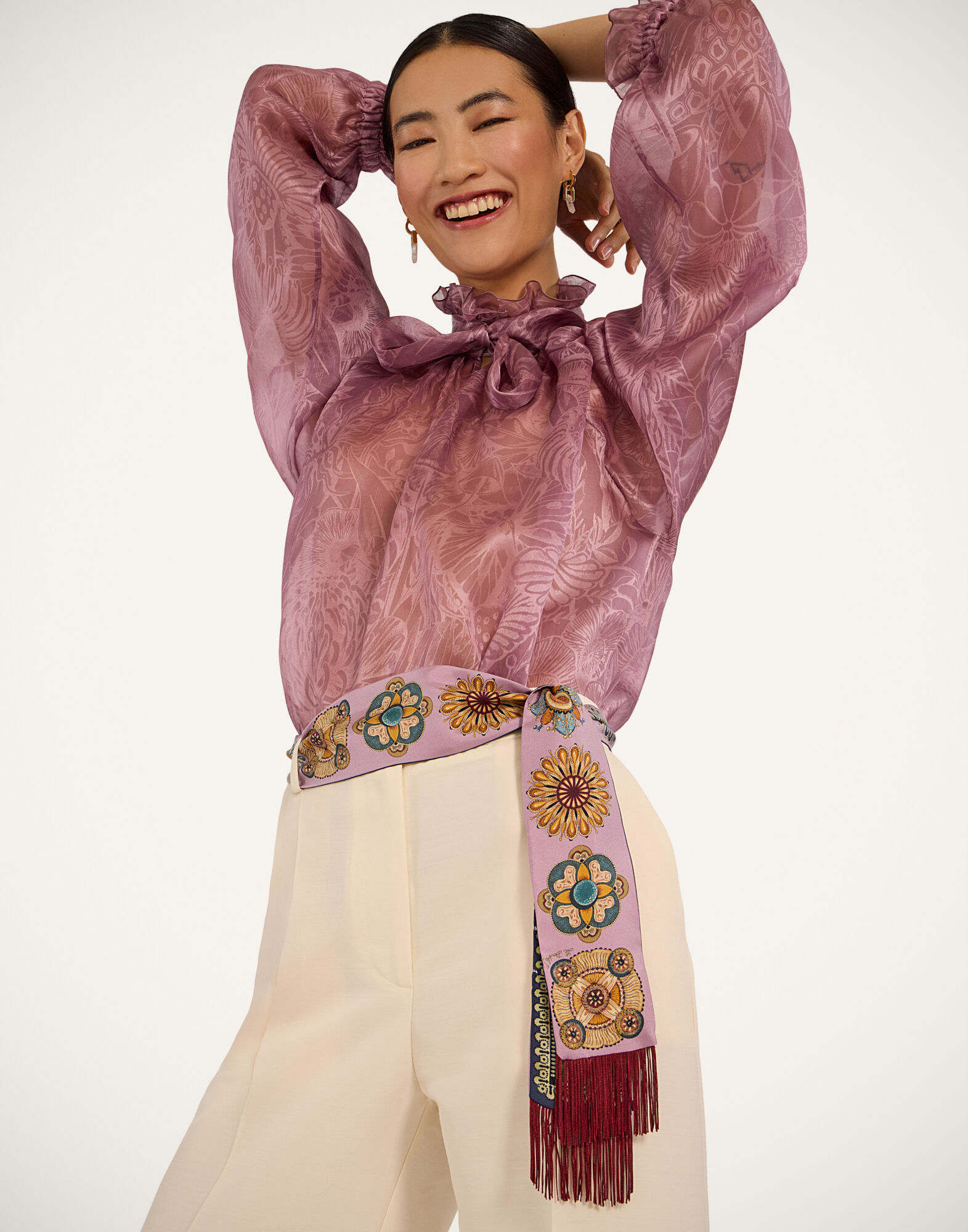 La DoubleJ Skinny Scarf Nucleus Plac&eacute;e Dusty Pink SCA0075SIL006NUC06PI10