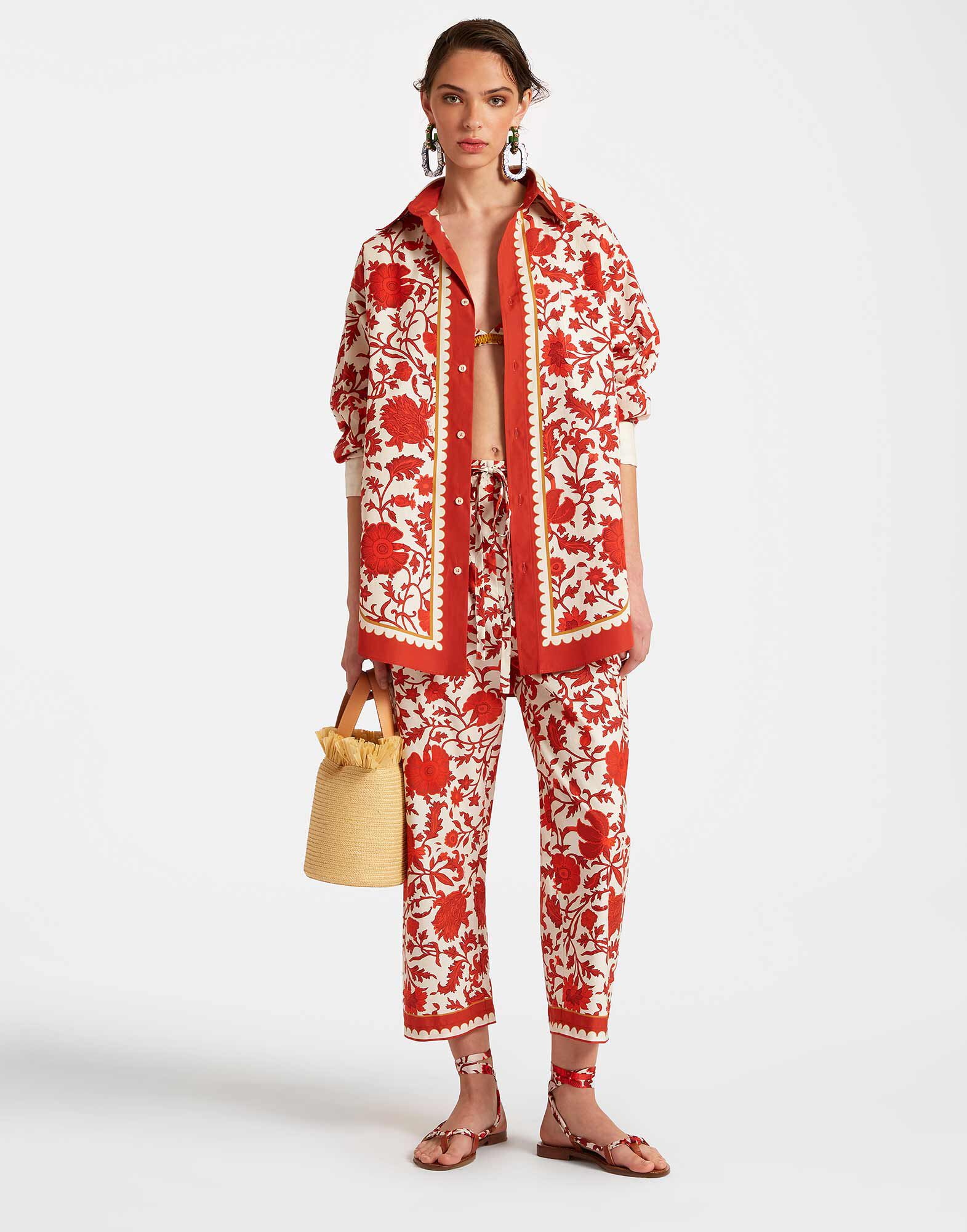 La DoubleJ Drawstring Pants Dragonflower Mini Red TRO0053COT039DRE02RE01