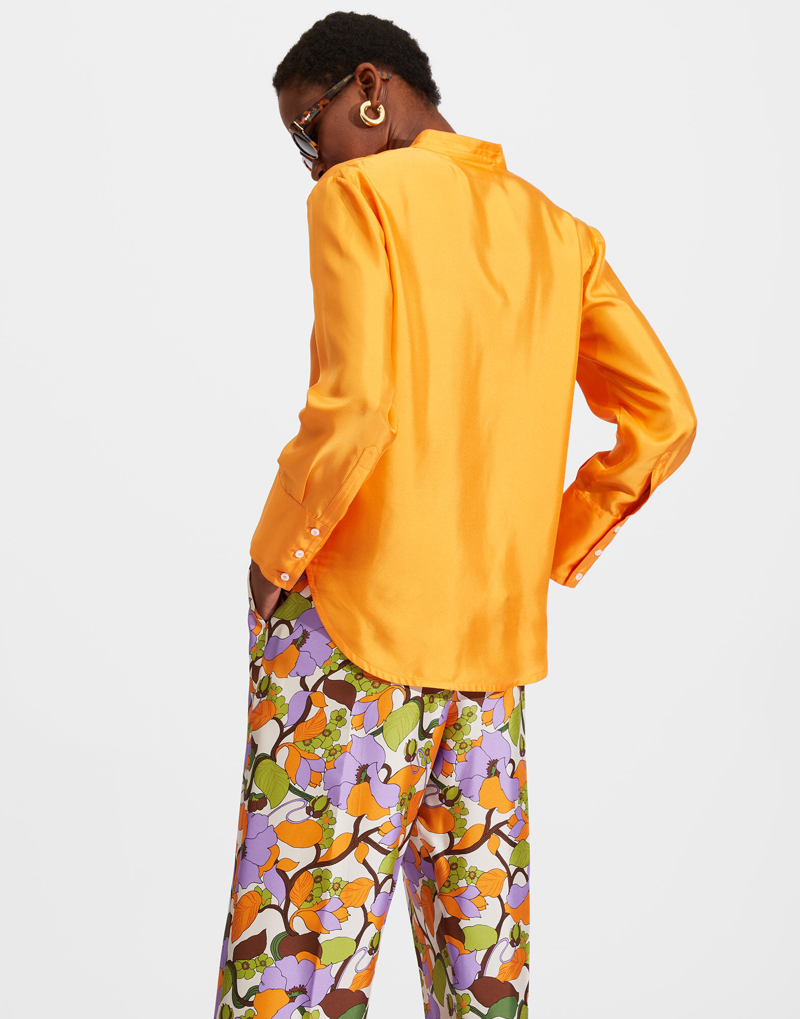 La DoubleJ Portofino Shirt Solid Orange SHI0046SIL001ORA0004