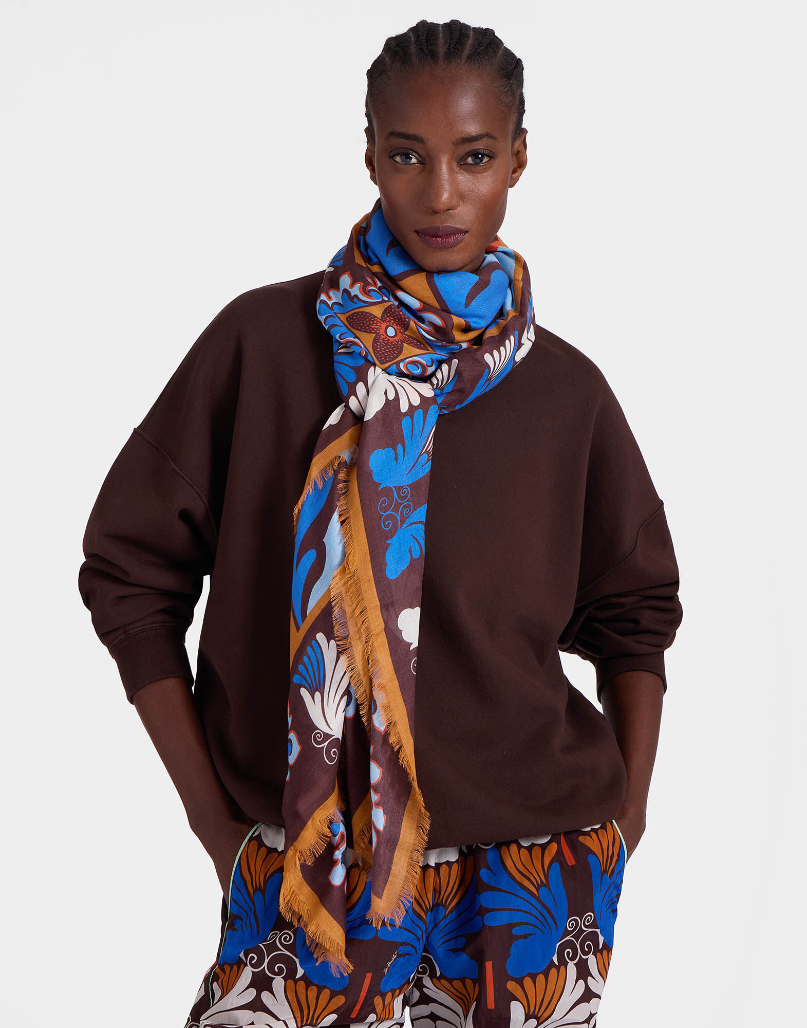 La DoubleJ Foulard 140 Palazzo Light Blue SCA0060MOS001PAL05BU01