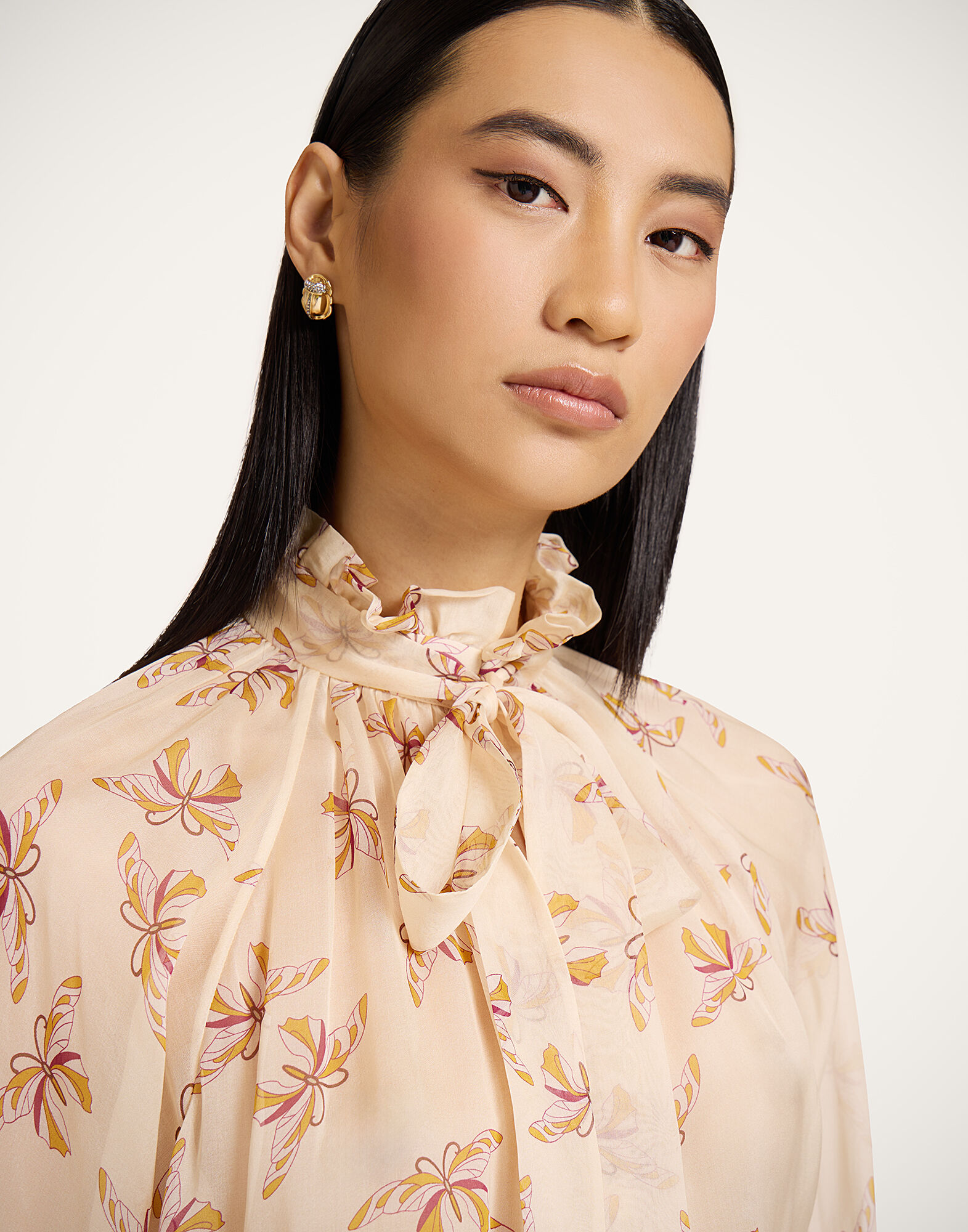 La DoubleJ Cerere Blouse Farfalla Buttercream SHI0120SIL024FAR08WH09