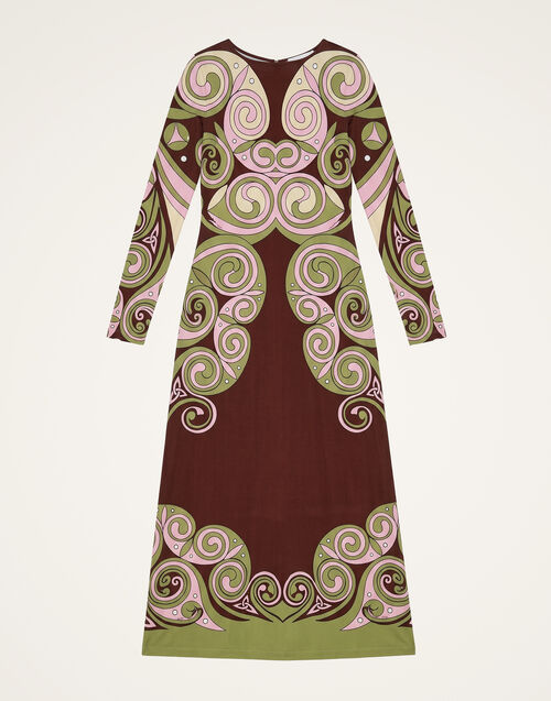 La DoubleJ Slinky Swing Dress Kells Swirl Plac&eacute;e Burgundy DRE1141JER082KLS01RE07